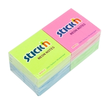 Coloured Sticky Notes 75 x 75 - Neon Rainbow - Pack of 12