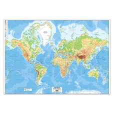 World Physical Map - Laminated