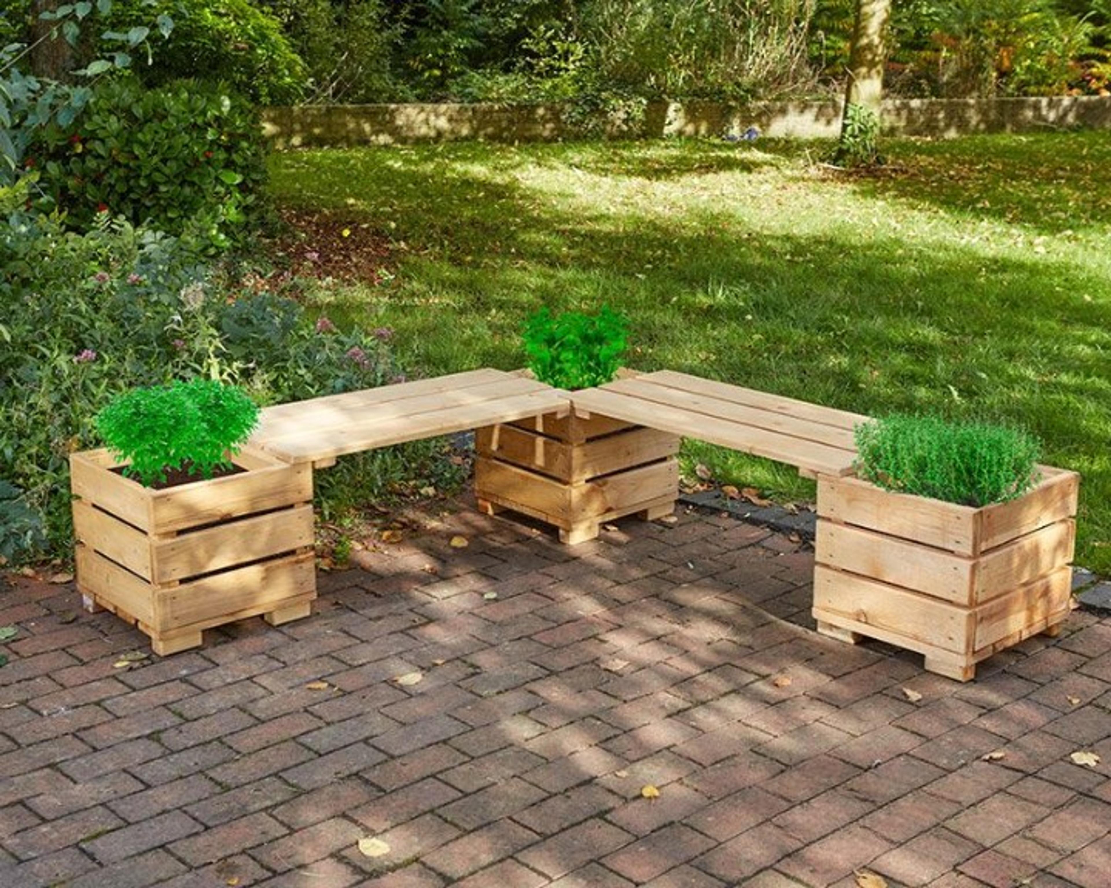 CORNER PLANTER BENCH (3 PLANTERS AND 2 SEATS)