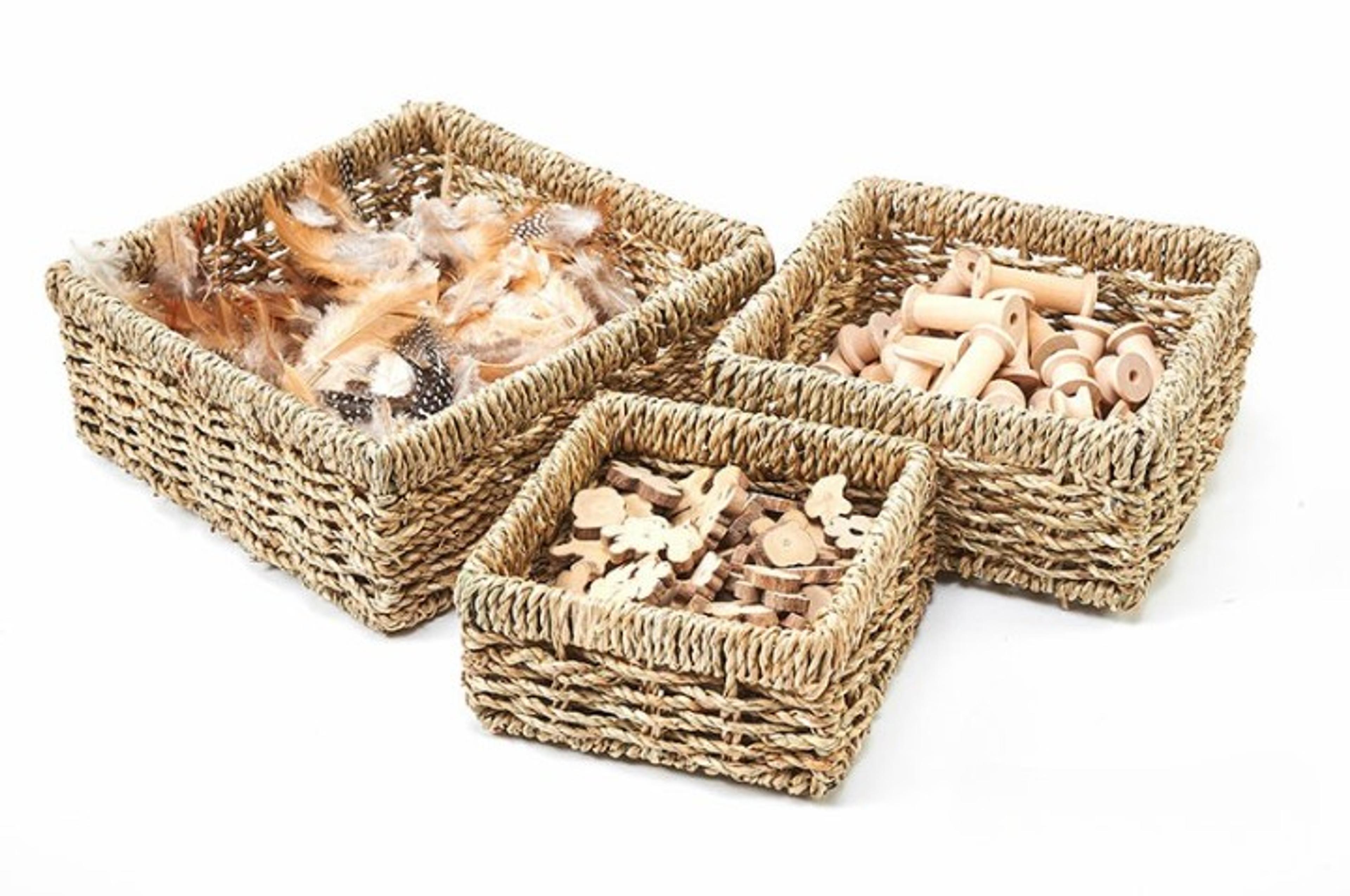 SEAGRASS SQUARE INSET BASKETS (3PK)