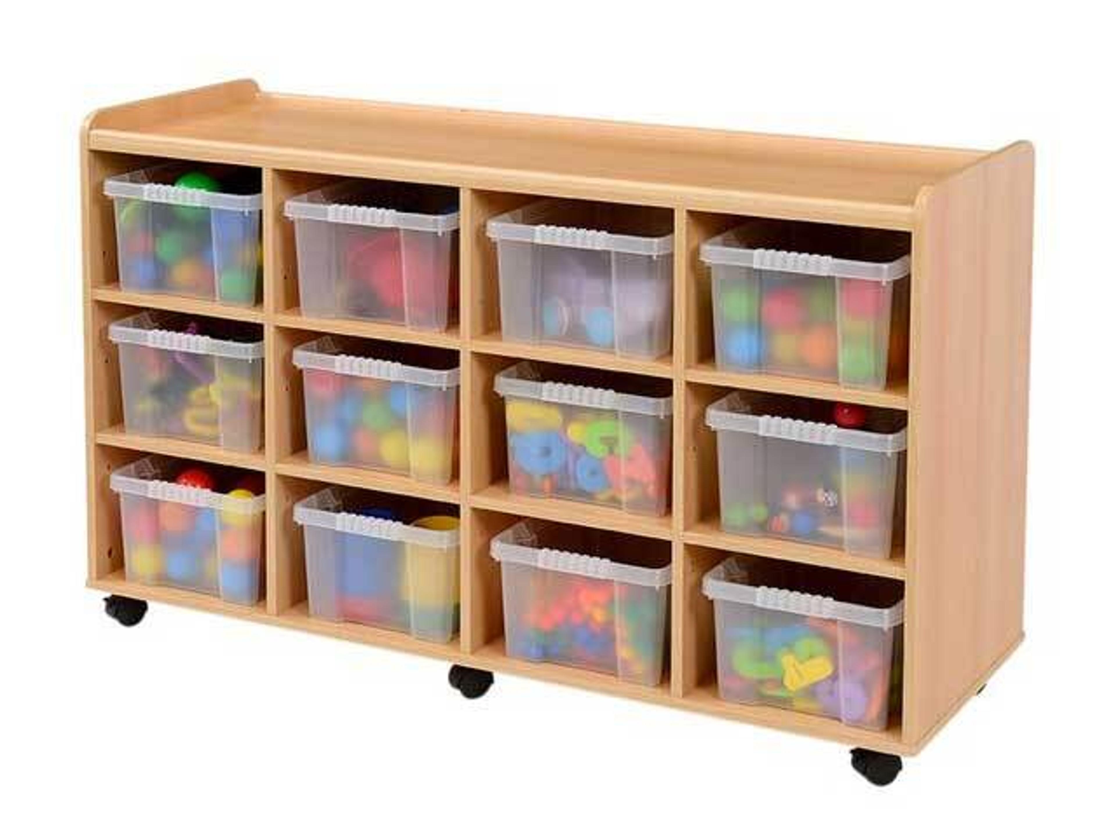 Solid Beech 12 Deep Clear Tray Storage Unit