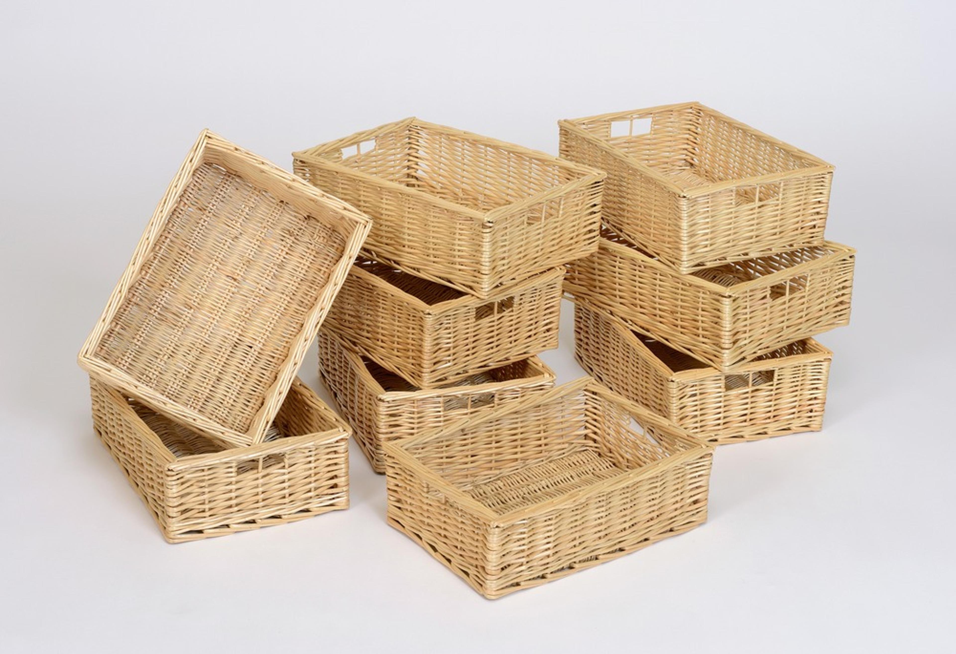 Wicker Shallow Baskets - Pack of 9