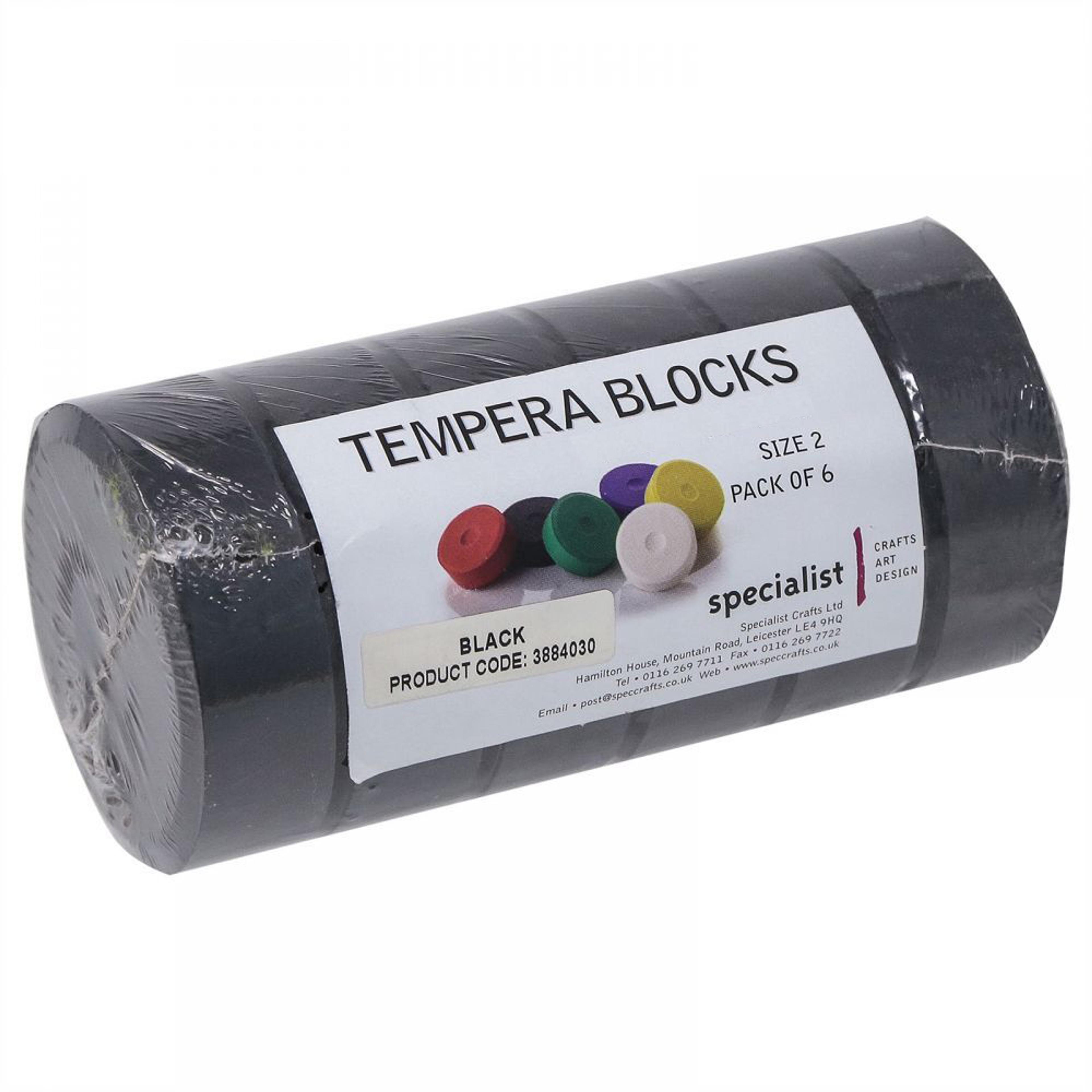 Tempera Blocks Size 2 - Black. Pack of 6