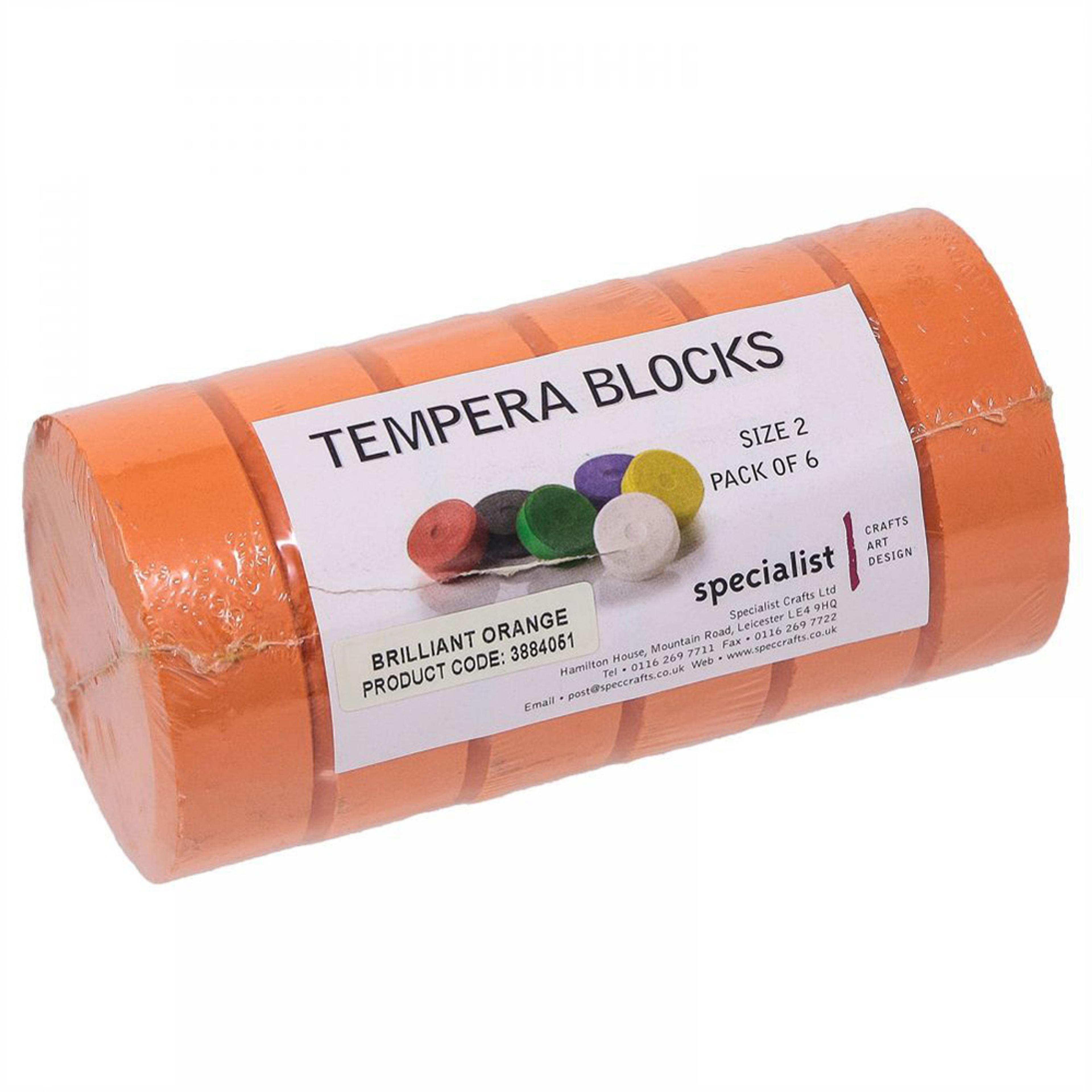 Tempera Blocks Size 2 - Brilliant Orange. Pack of 6