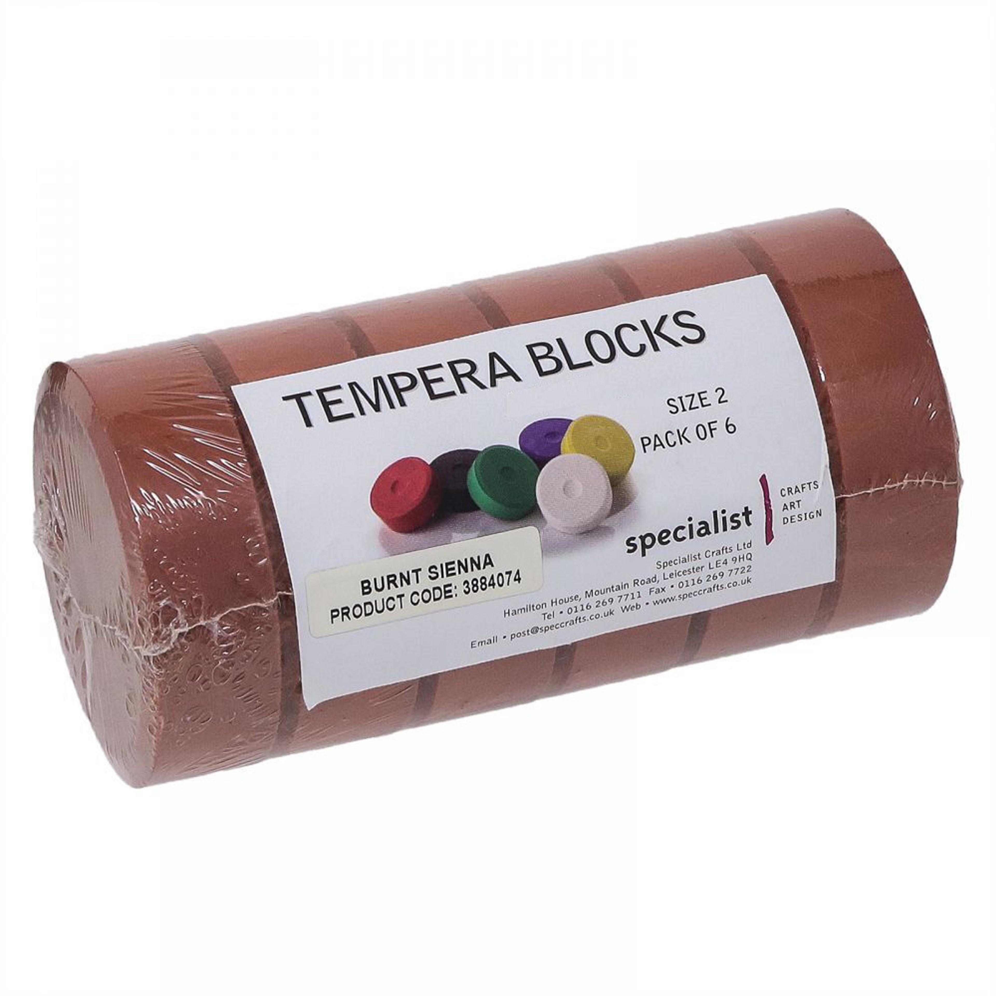 Tempera Blocks Size 2 - Burnt Sienna. Pack of 6