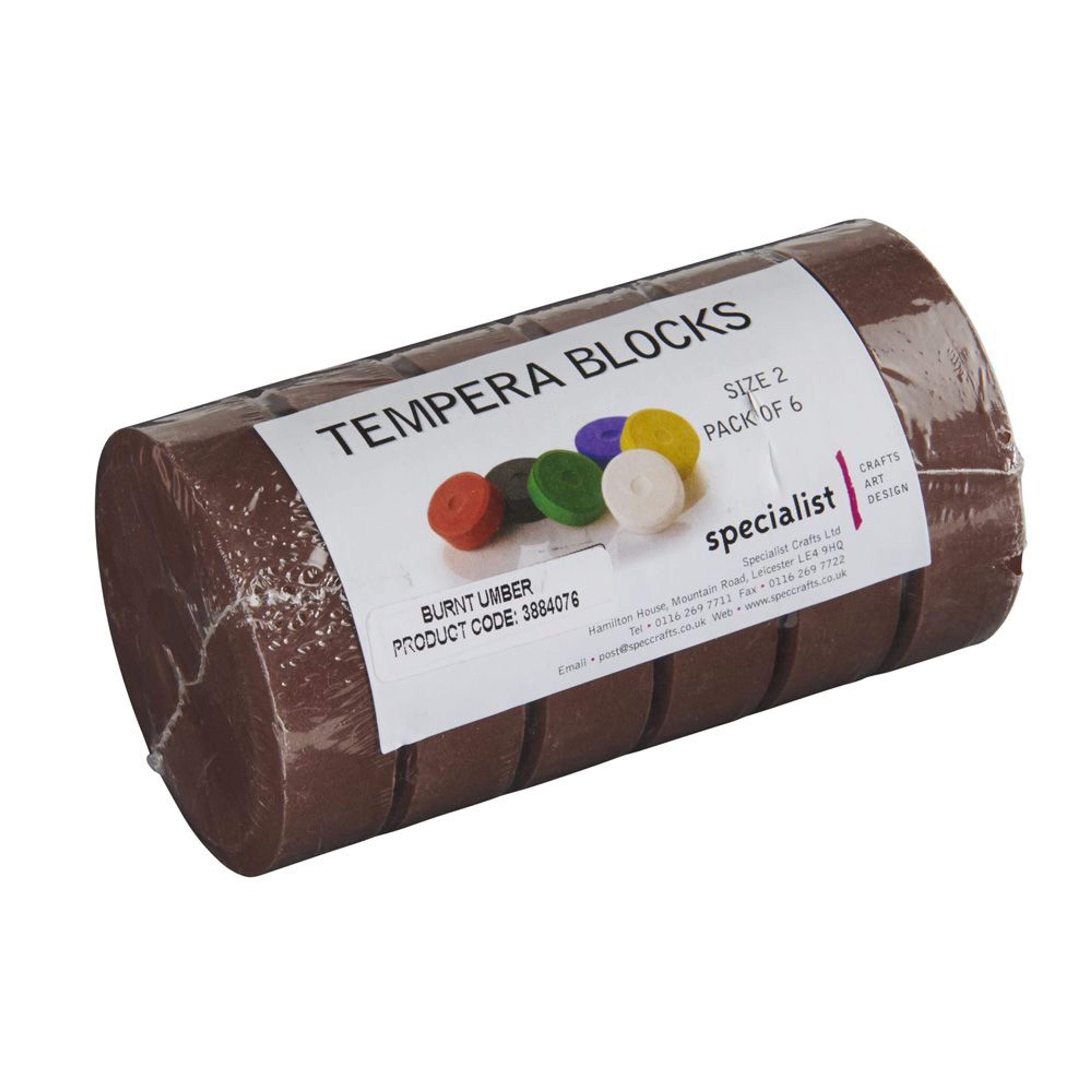 Tempera Blocks Size 2 - Burnt Umber. Pack of 6