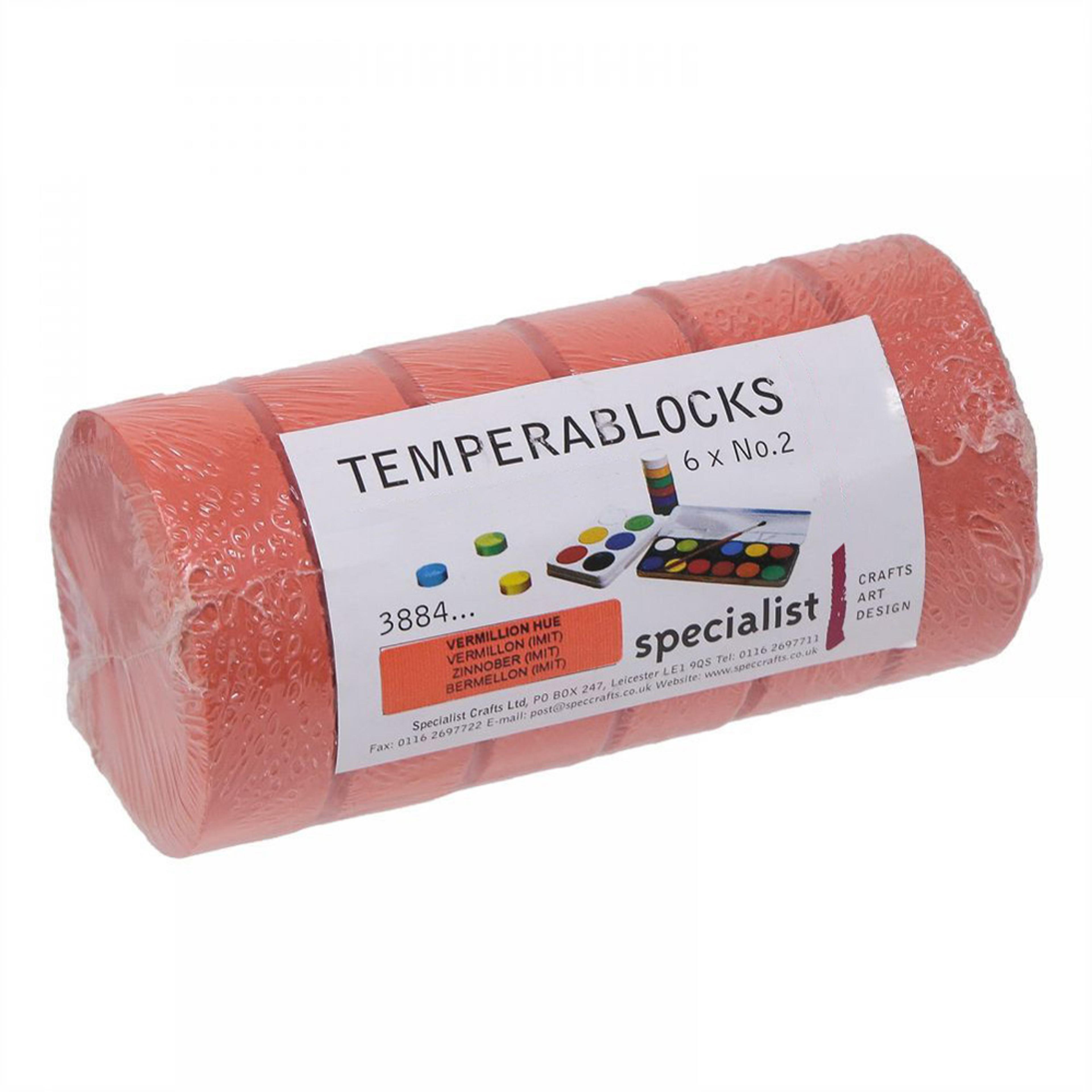 Tempera Blocks Size 2 - Vermilion. Pack of 6