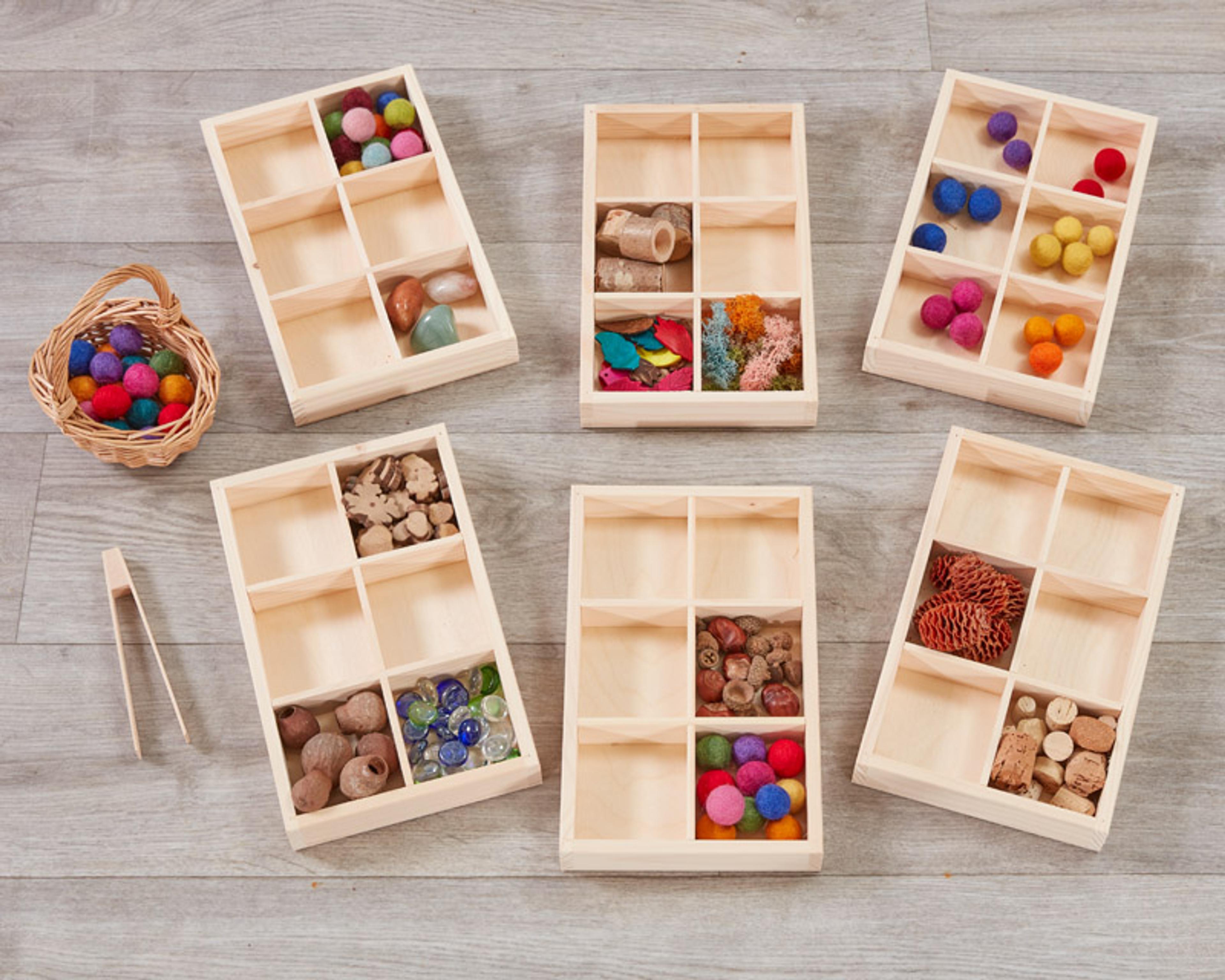 Small Wooden Sorting Trays (6Pk)