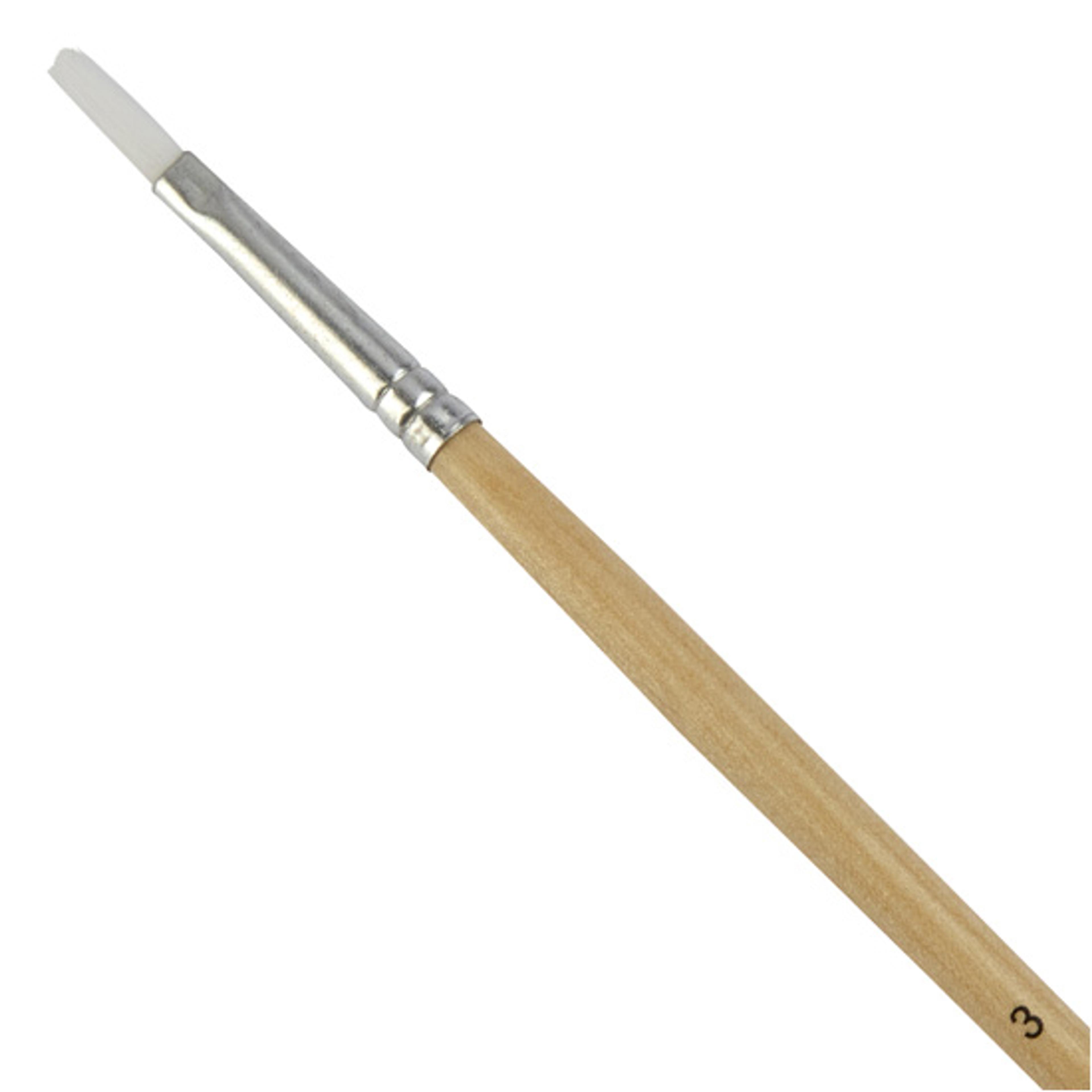 Student Short Handled Flat Synthetic Watercolour Brush - Size 3mm
