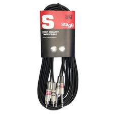 Stagg S Series Twin 1/4 Jack - Twin RCA/M Cable - 6m