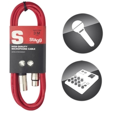 Stagg 3m/10ft XLR to XLR Microphone Cable - Red
