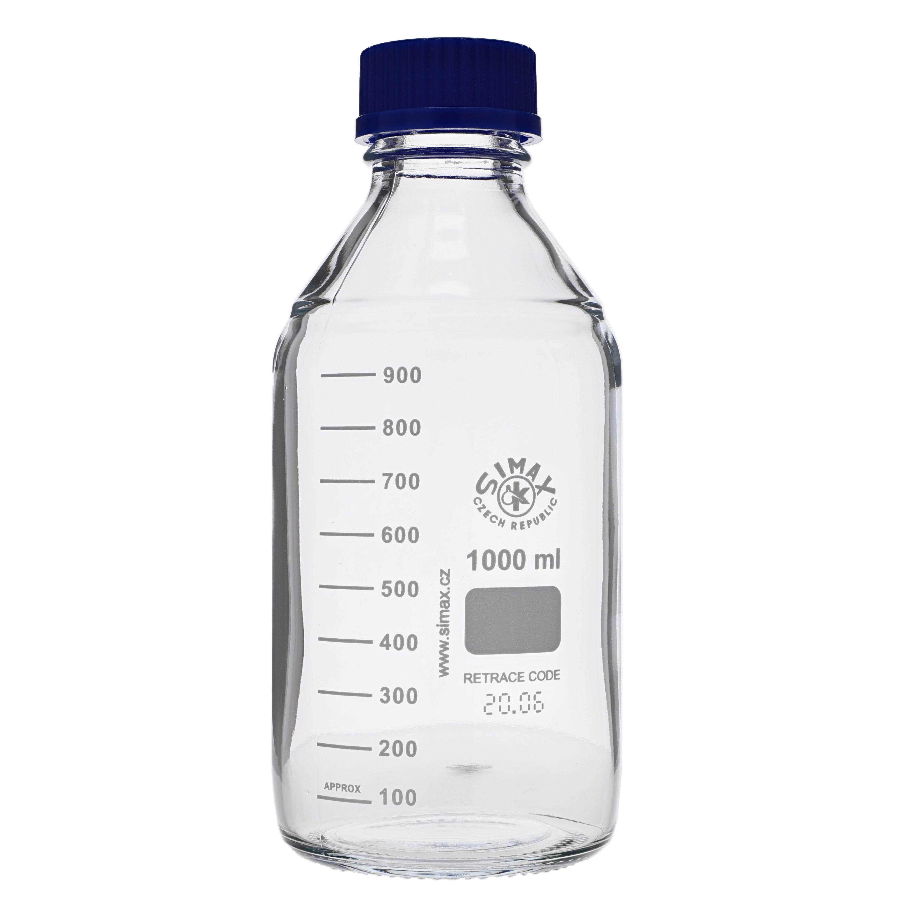 Simax Screw Top Reagent Bottle - Clear/Blue Cap - 1000ml