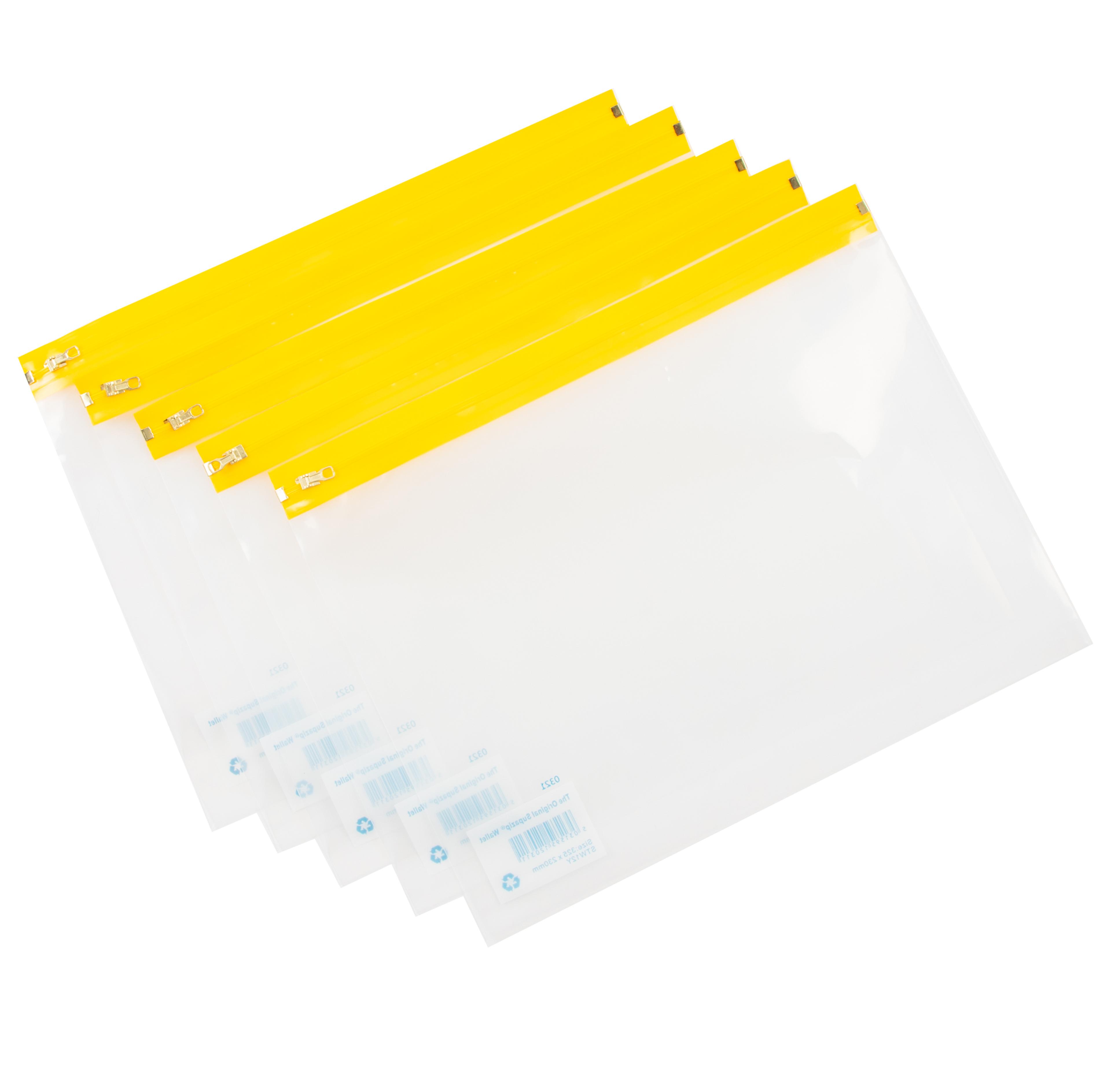 Zip Wallet - A4 - Yellow - Pack of 25