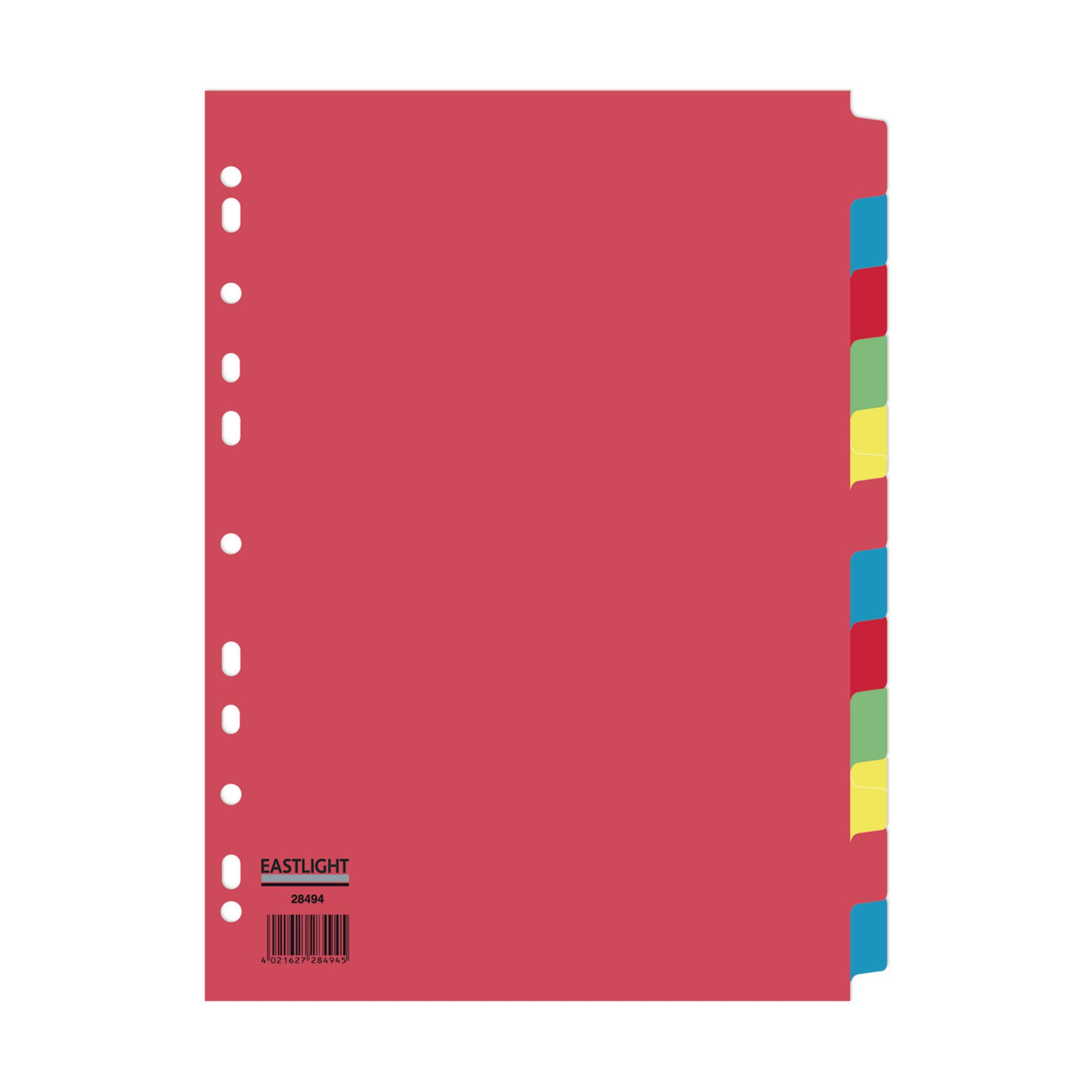 EASTLIGHT 12 Part Europunched Subject Dividers - A4 - Pack of 1