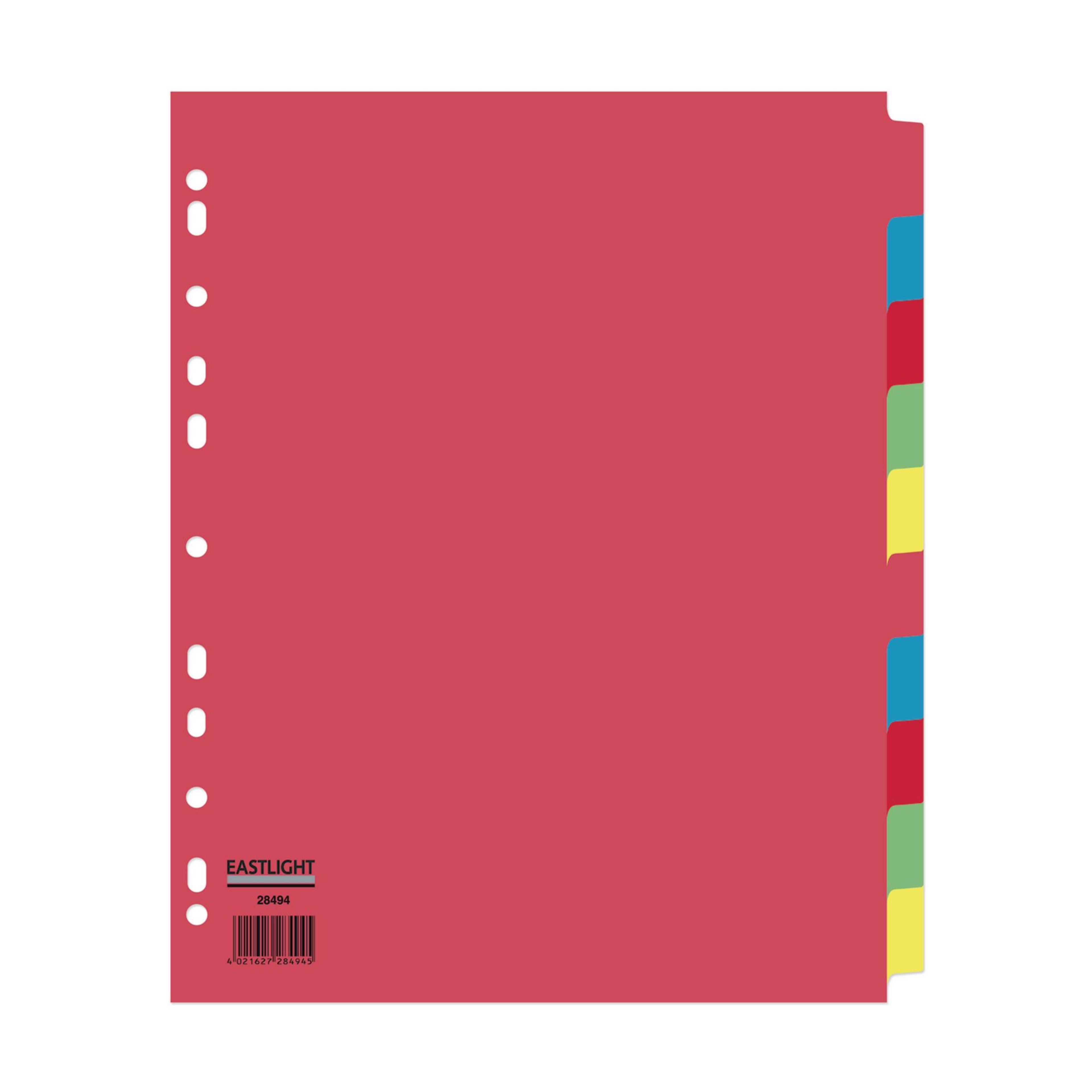 EASTLIGHT Extra Wide 10 Part Europunched Subject Dividers - A4 - Each