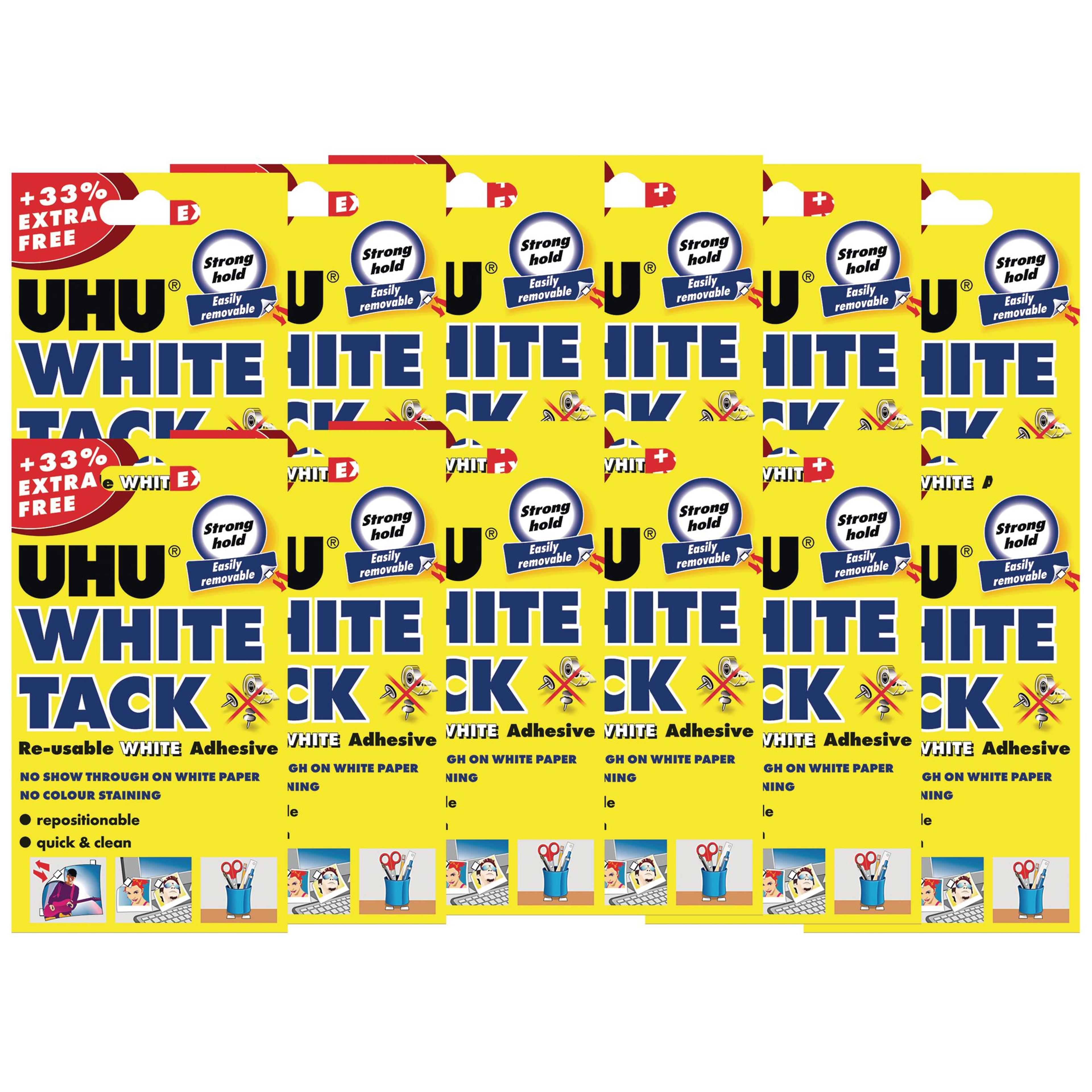 UHU White Tack - 86.5g  - Pack of 12