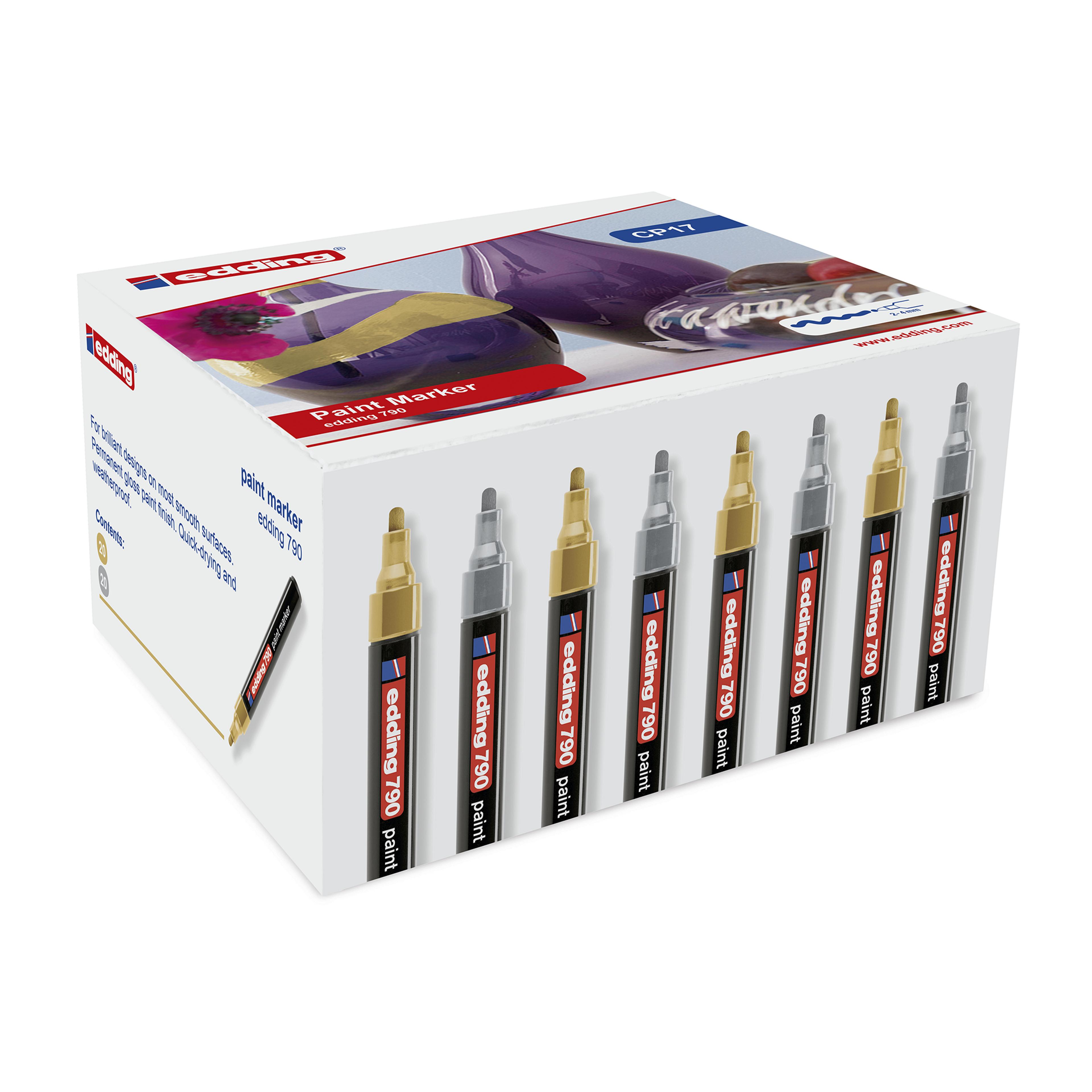 edding 790 Broad Paintmarkers - Gold/Silver - Box of 40