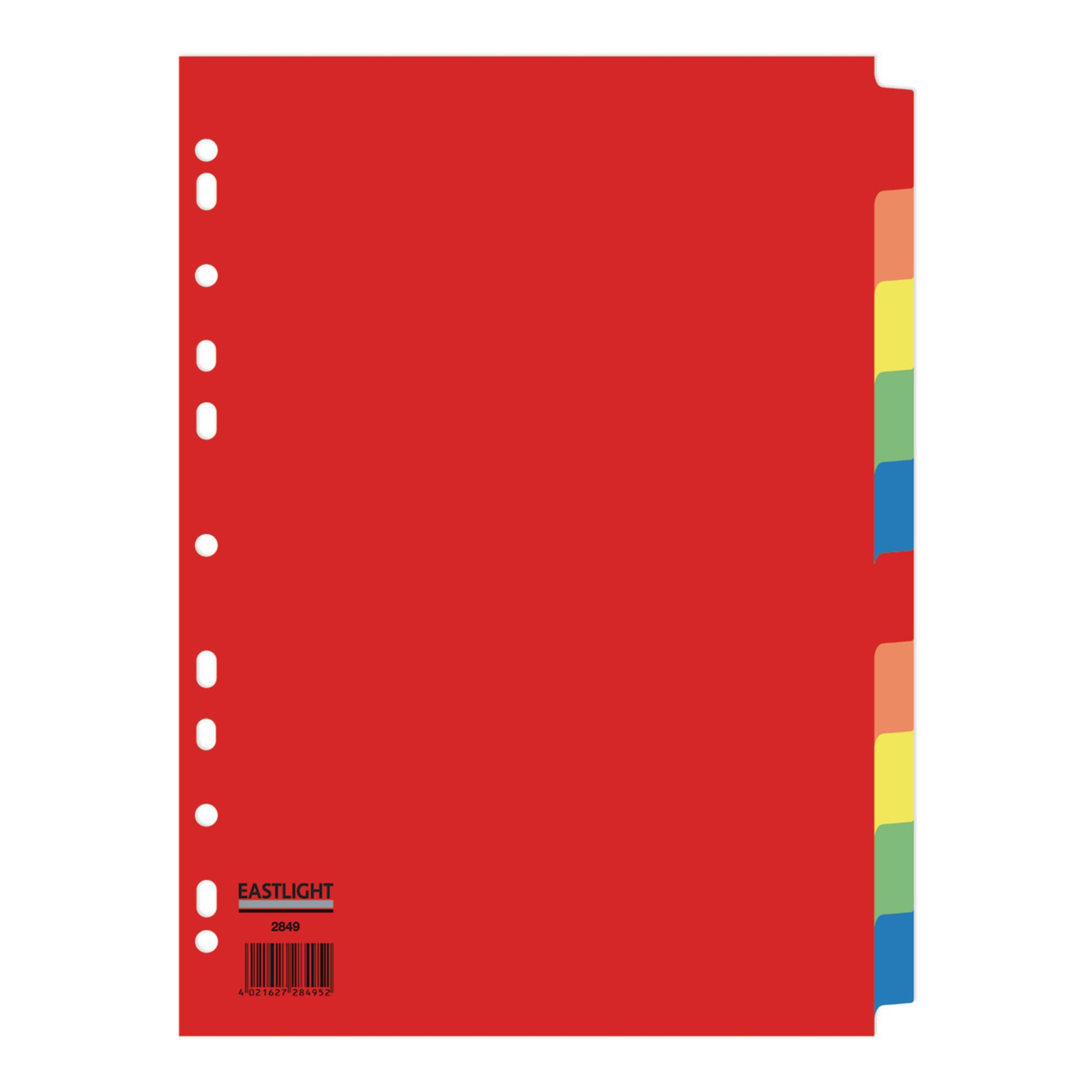 EASTLIGHT 10 Part Europunched Subject Dividers - A4 - Pack of 1 