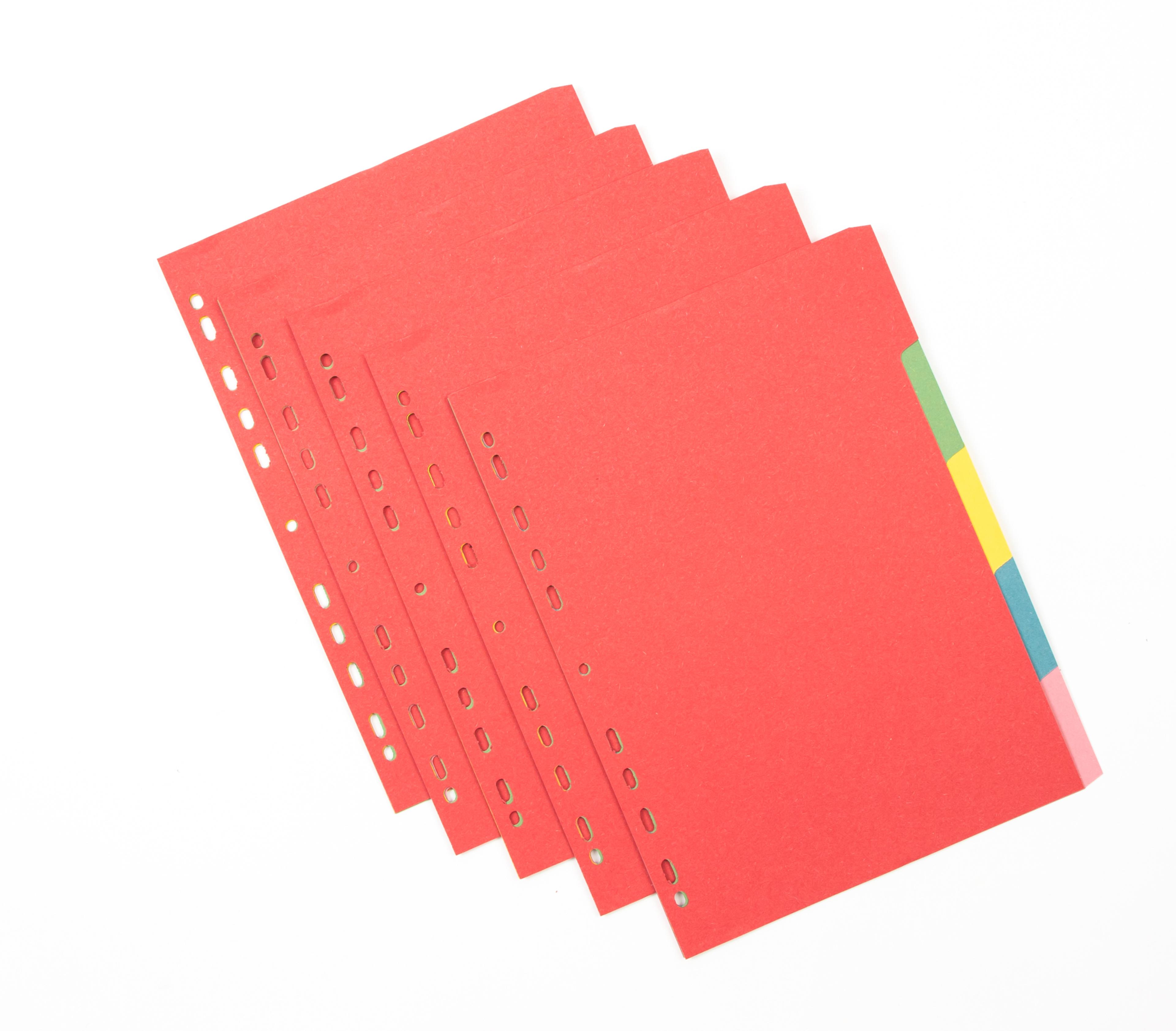 Classmates 5 Part Multi-Hole Punched Index Dividers - A4 - Pack of 50