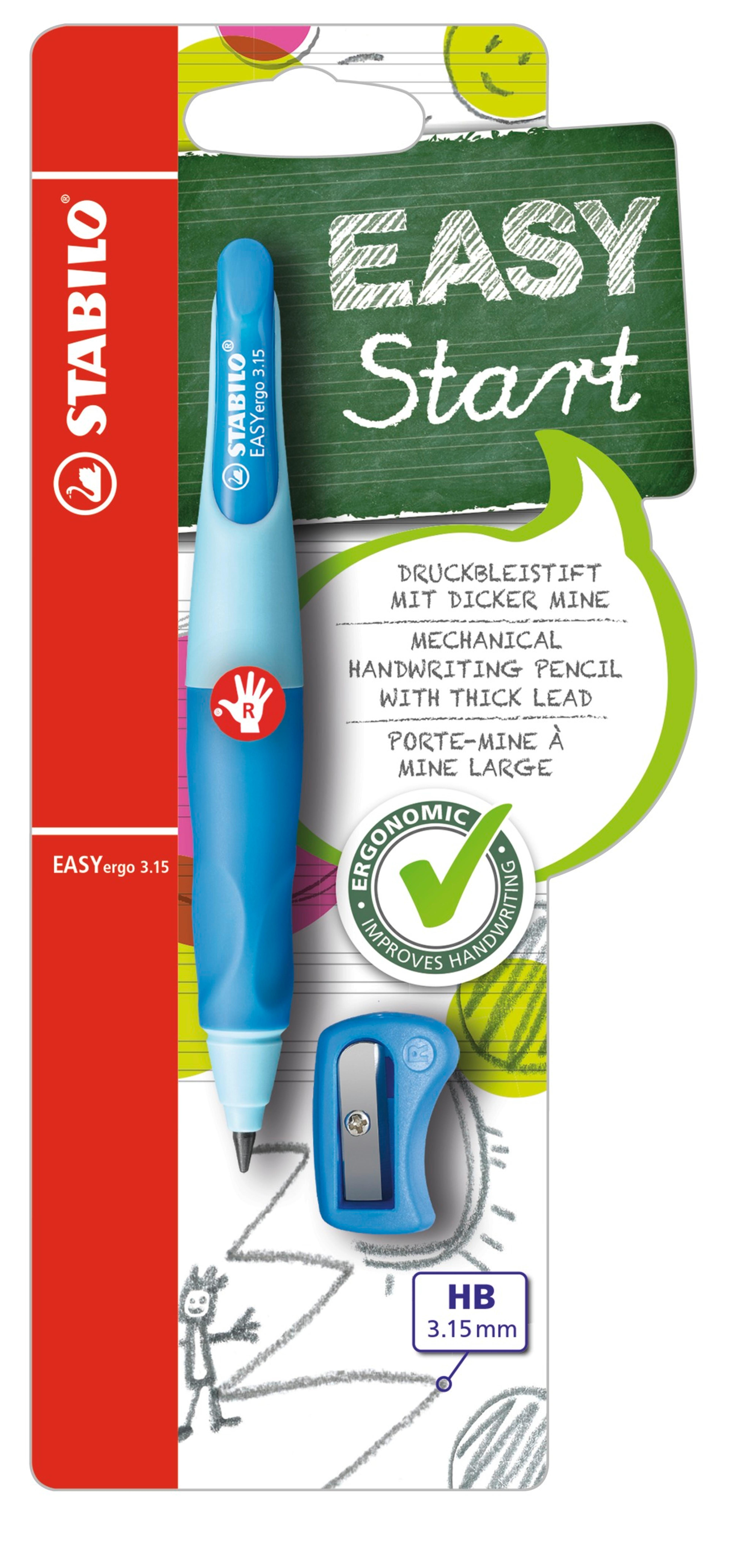 STABILO EASYergo HB Refillable Learner Pencils - Right Handed 