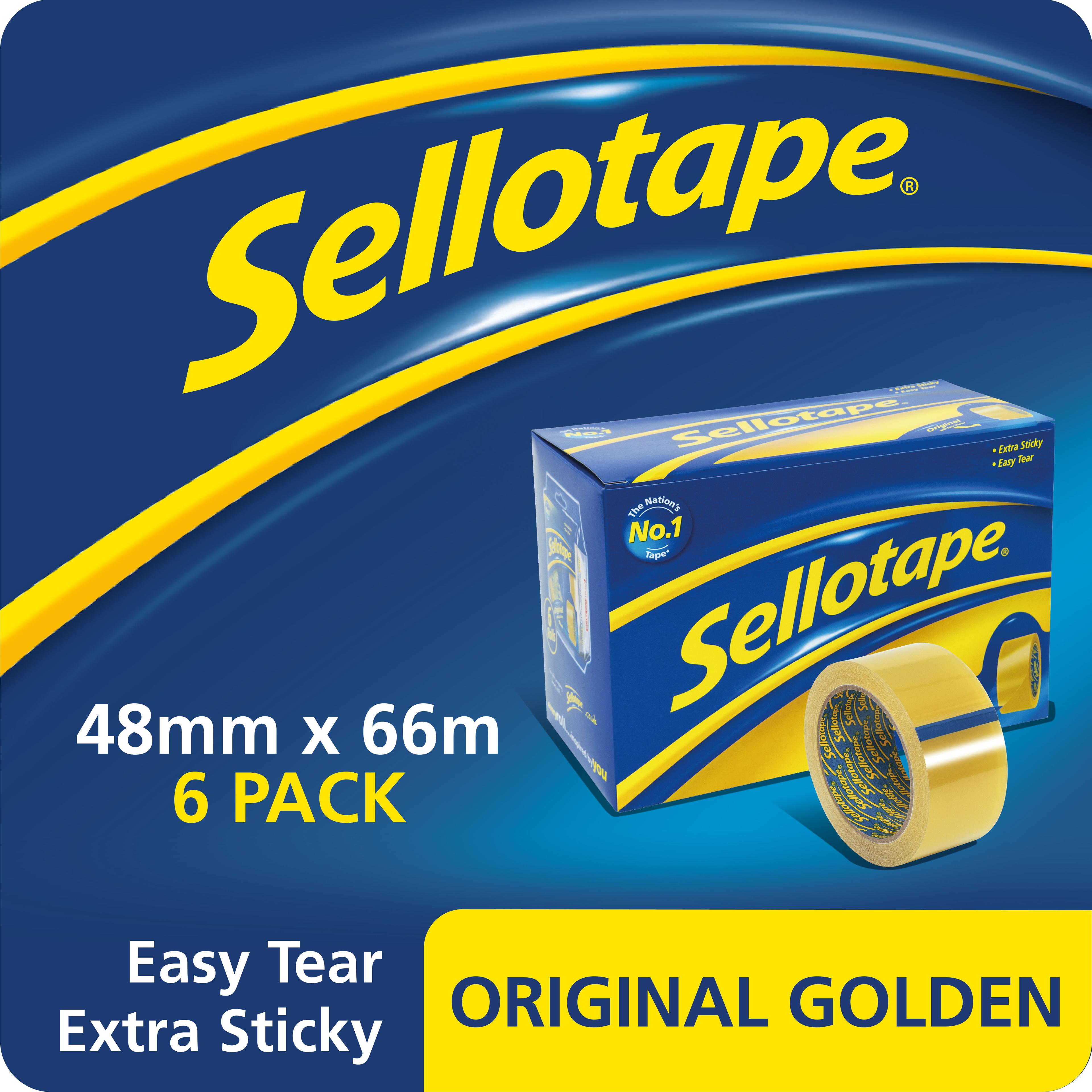  Sellotape Original Golden Sticky Tape - 6 Rolls - 48mm x 66m