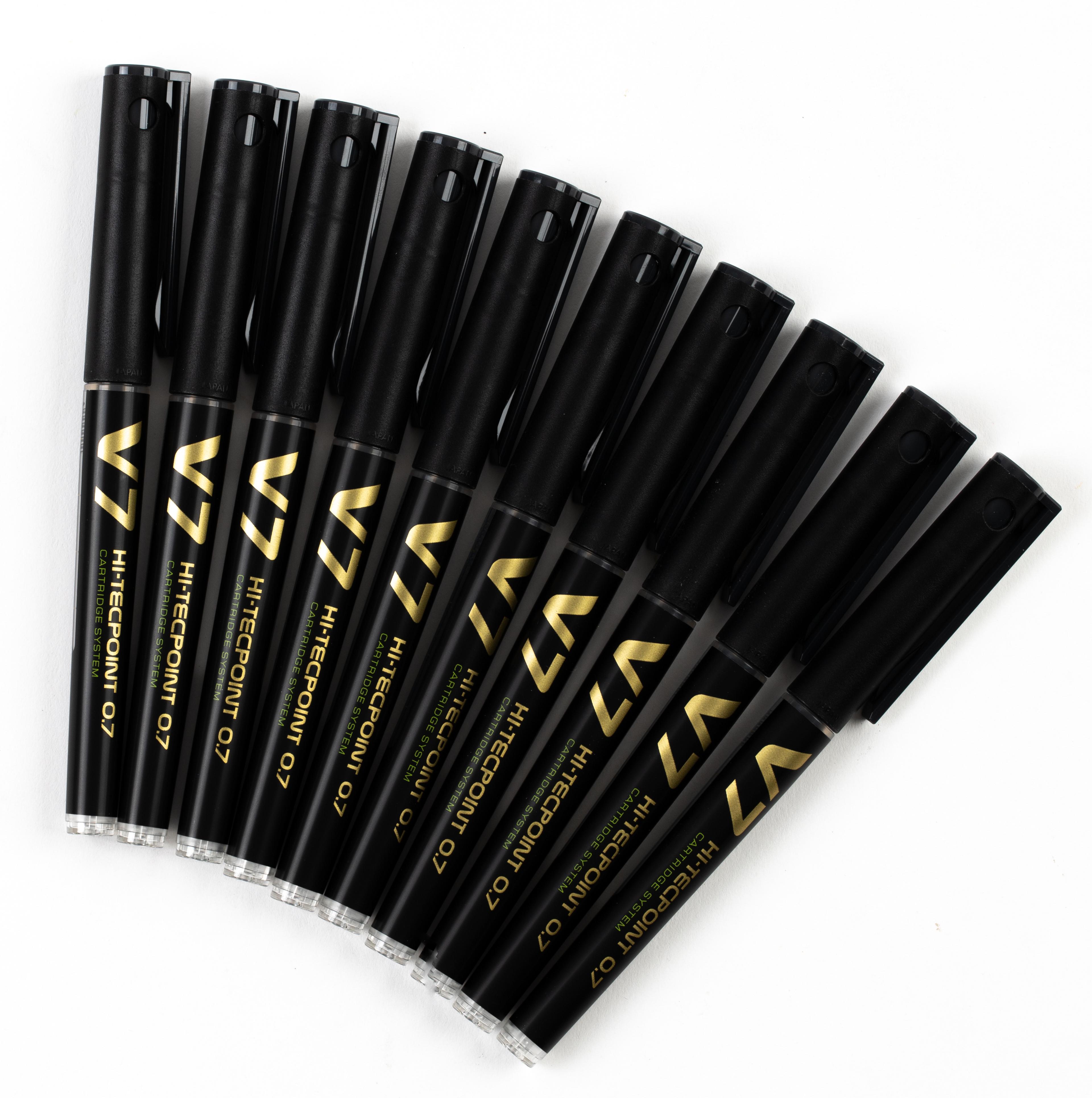 PILOT Hi-Tecpoint V7 Fineliner Pens - Black - Pack of 10