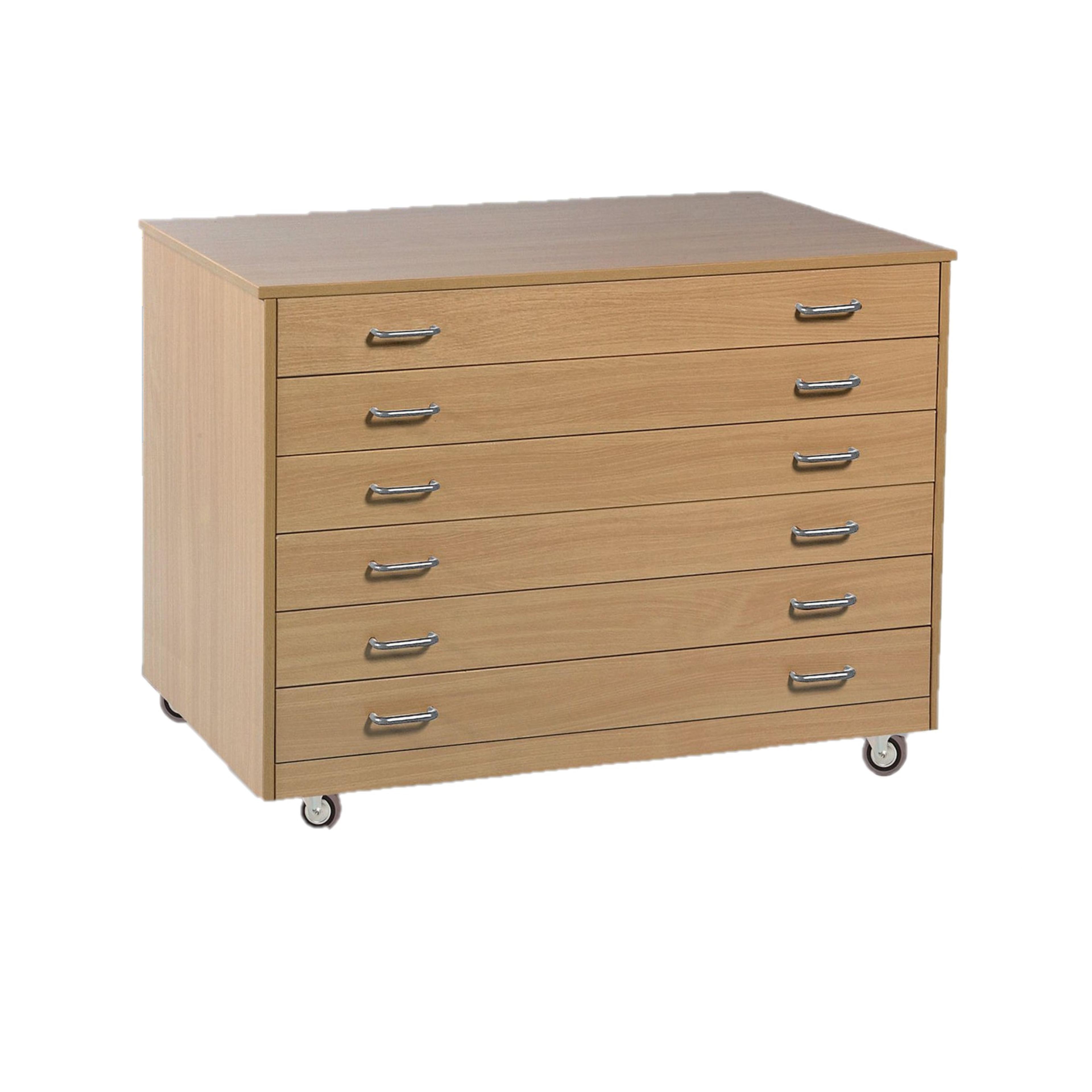 Monarch Mobile 6 Drawer Plan Chest - Beech