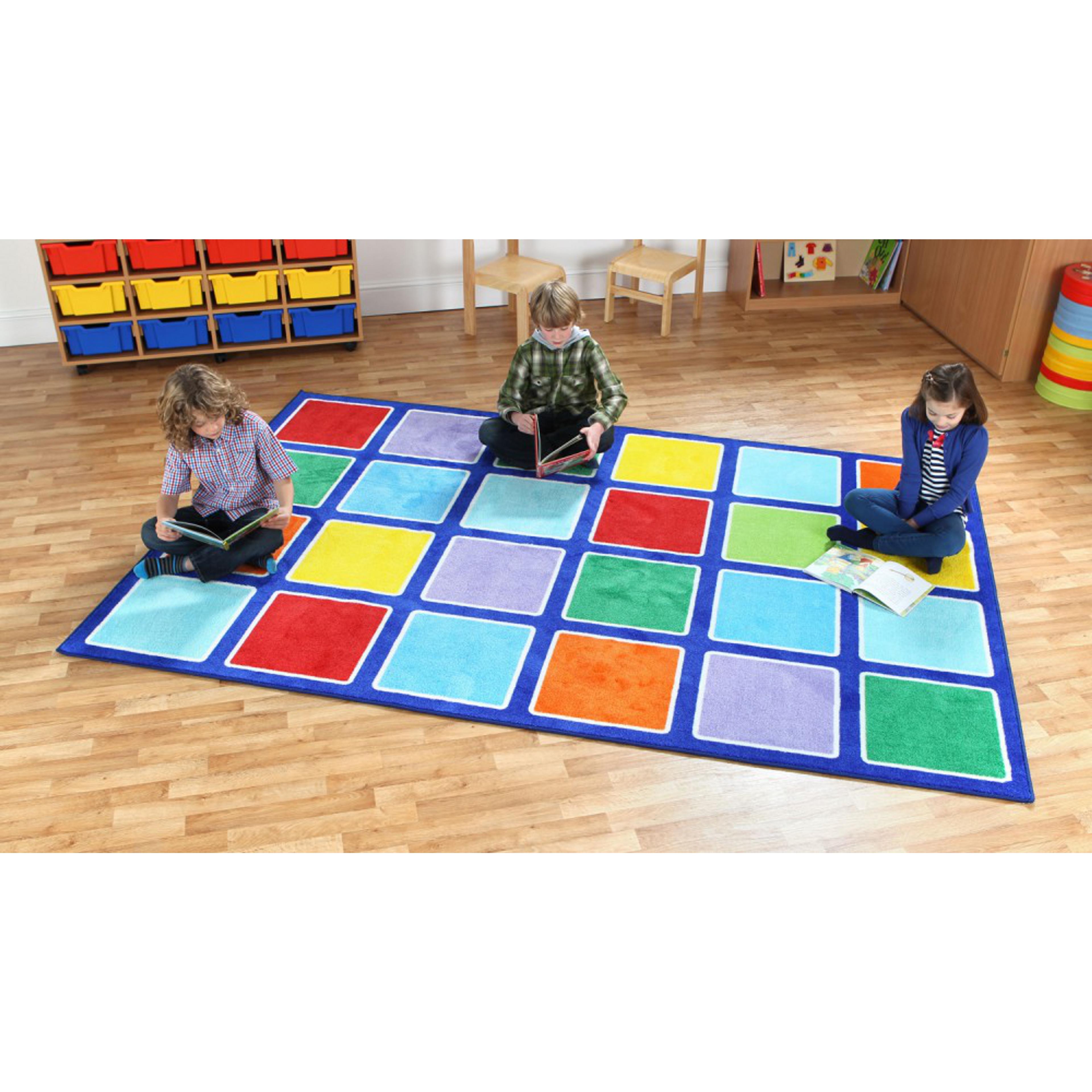 Kit for Kids Rainbow Rectangular Placement Carpet - Squares