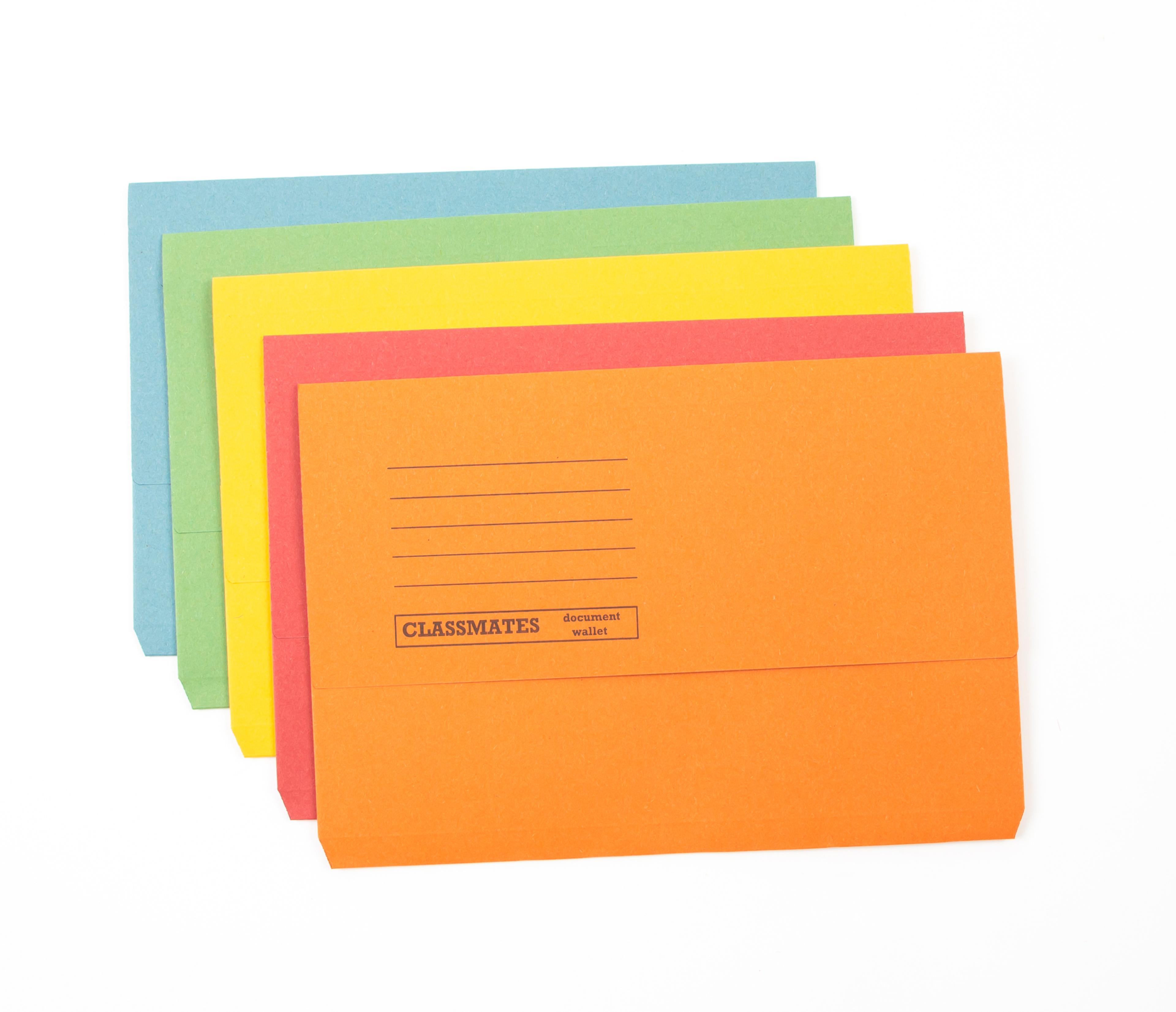 Classmates Document Wallet - Foolscap - Assorted - Pack of 50