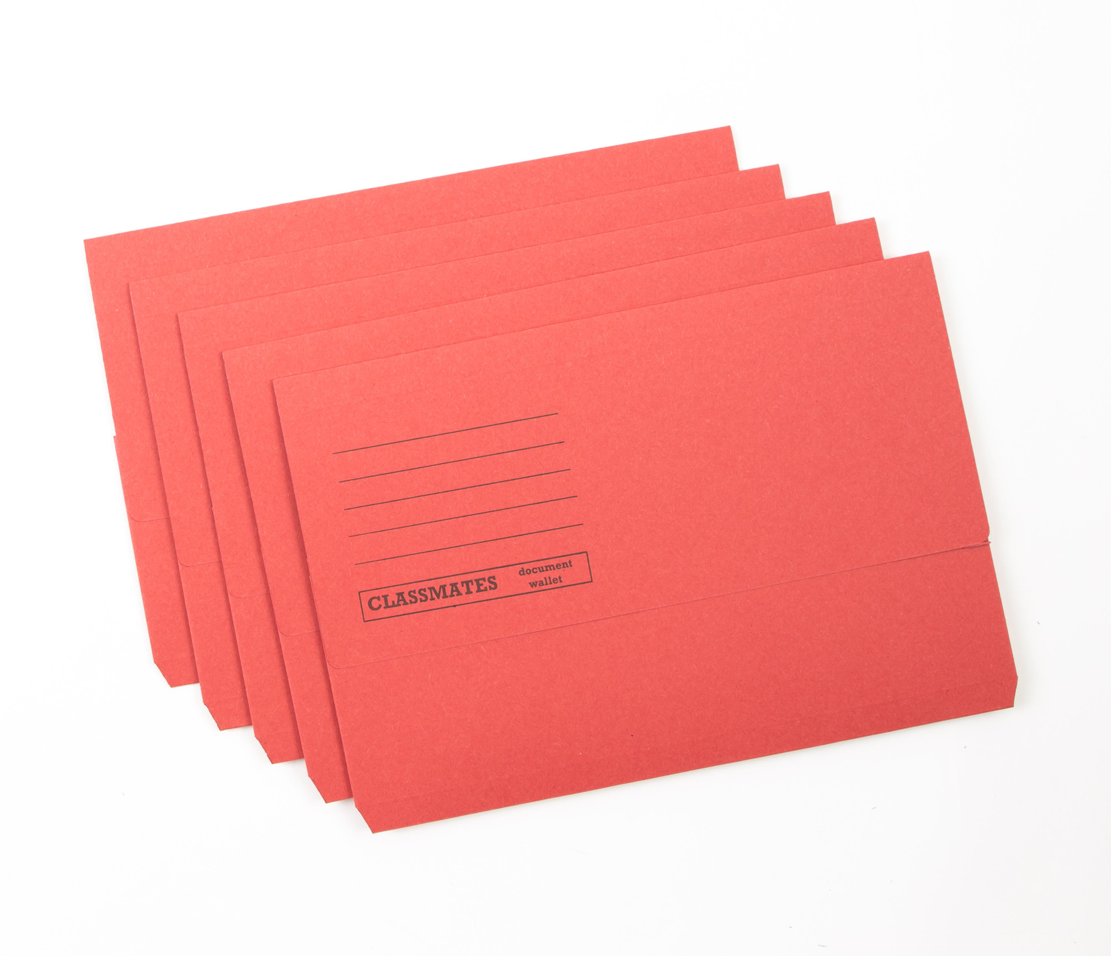 Classmates Document Wallet - Foolscap - Red - Pack of 50