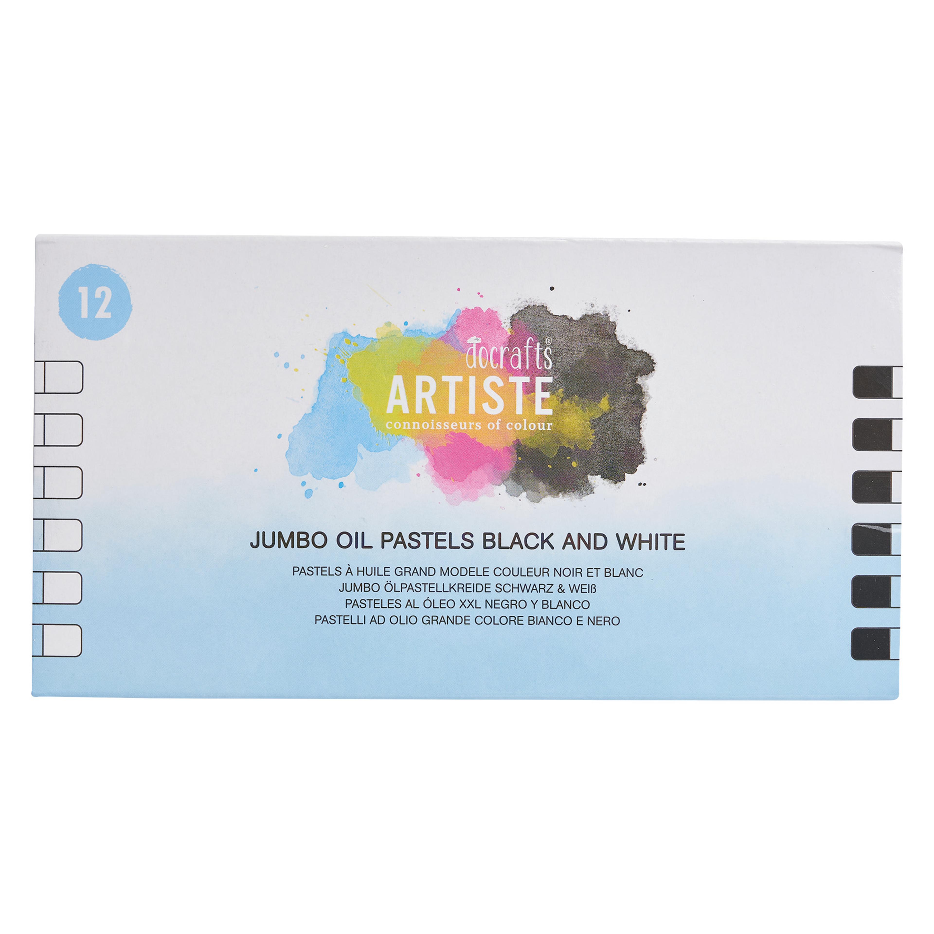 Artiste Jumbo Oil Pastels - Black and White - Pack of 12