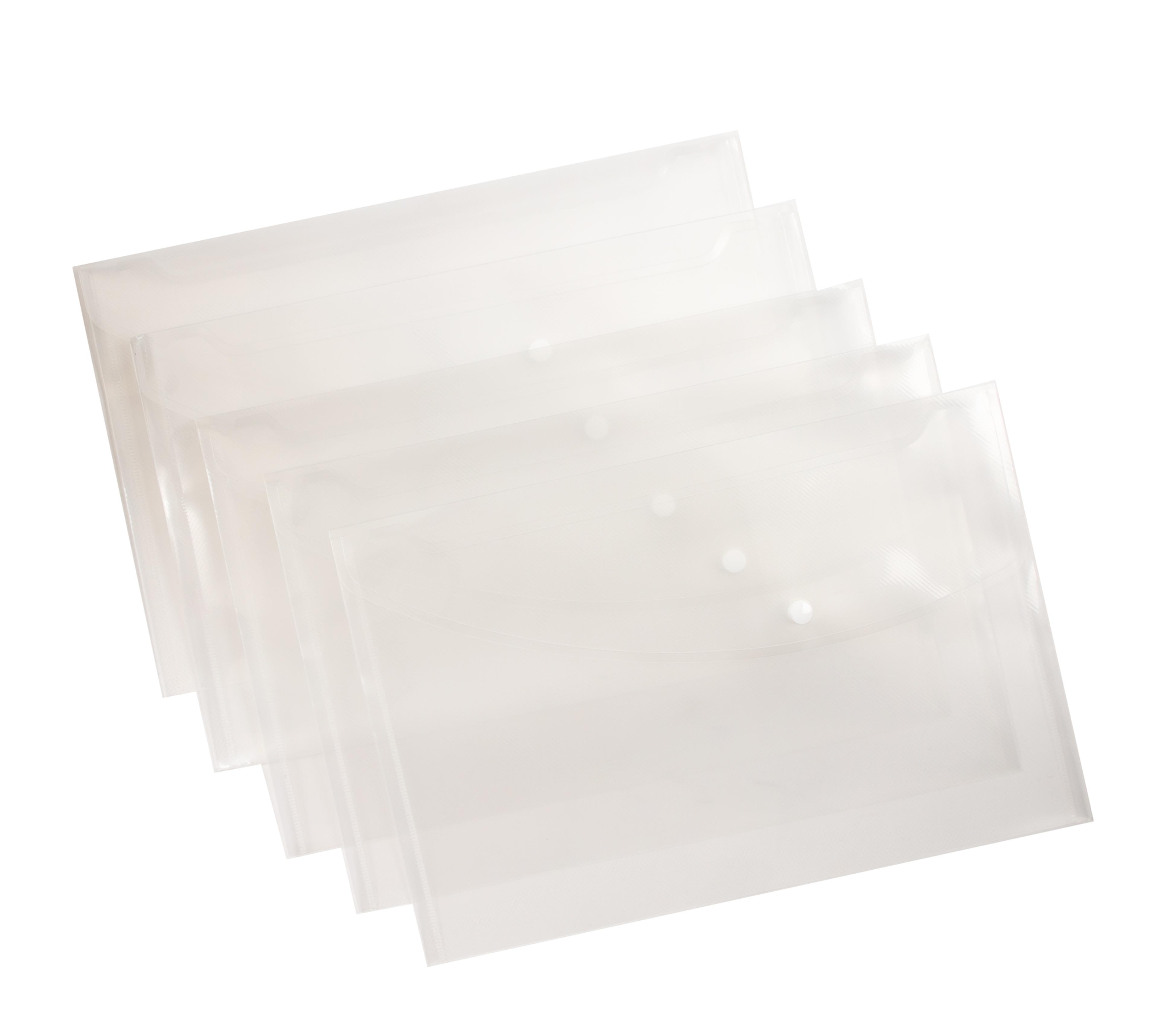 Classmates Popper Wallet - Foolscap - Clear - Pack of 5