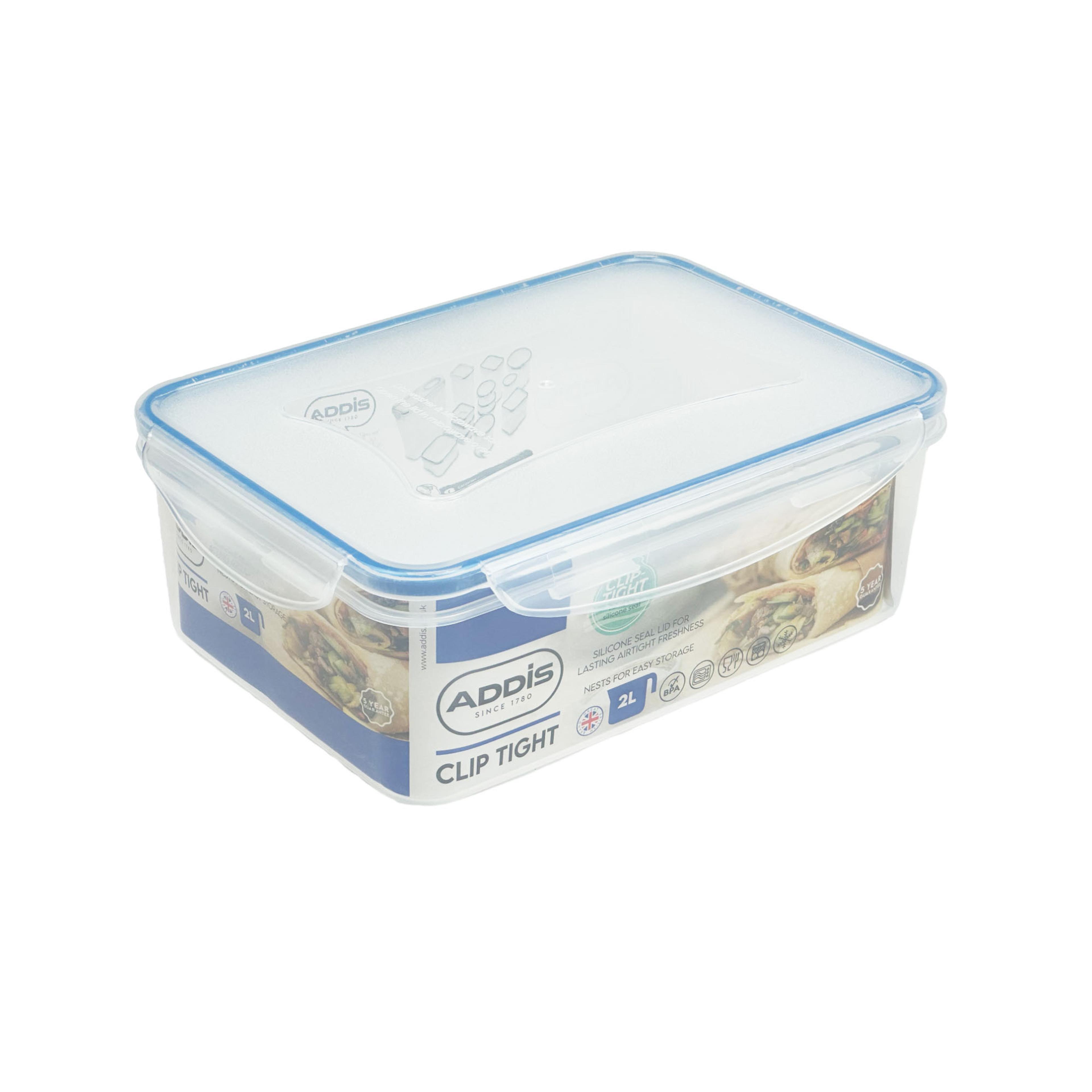 Addis Clip and Close Food Storage Box - Clear - 2 Litre