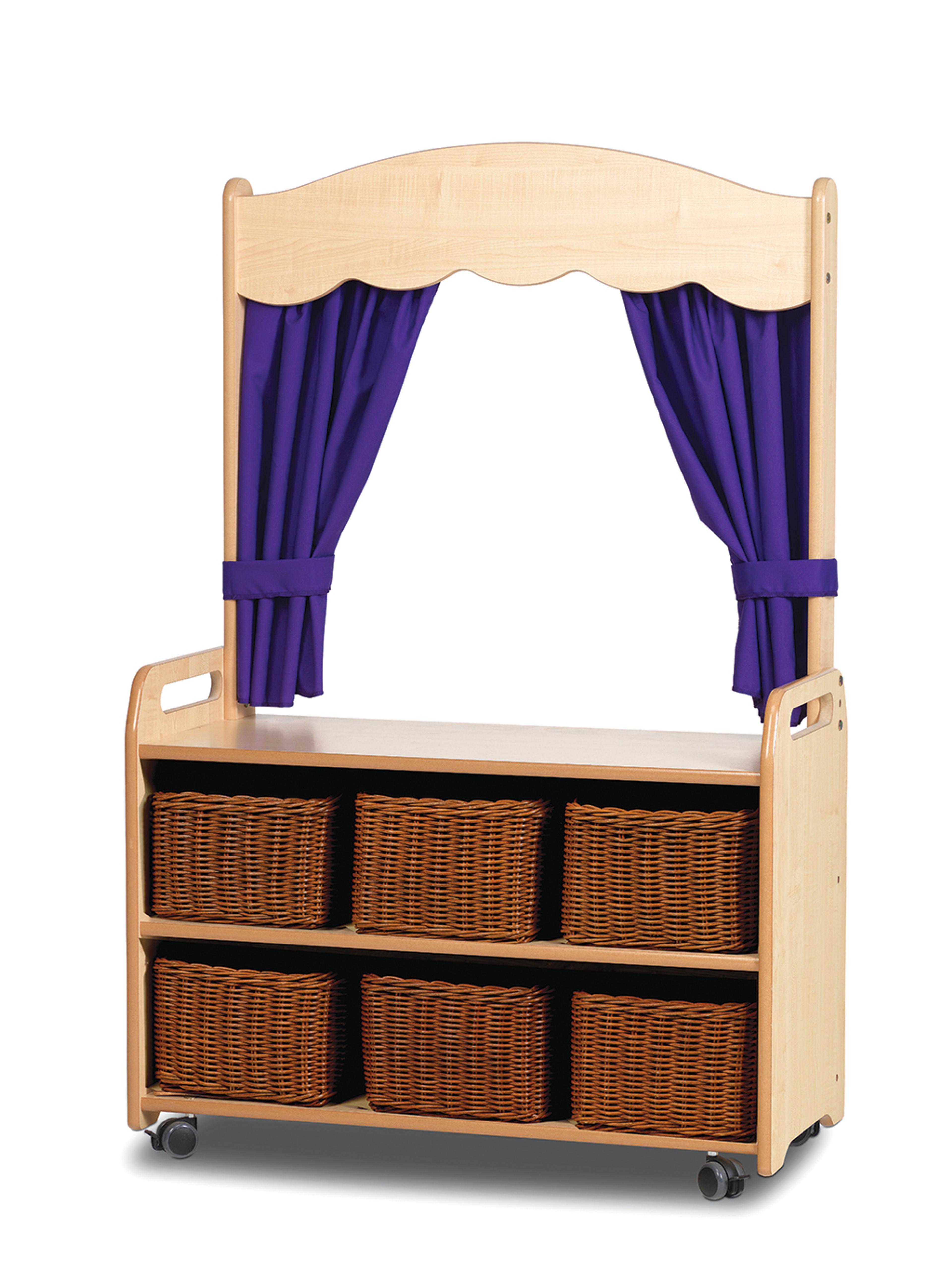 Millhouse Mobile Tall Unit Theatre with 6 Rattan Basket