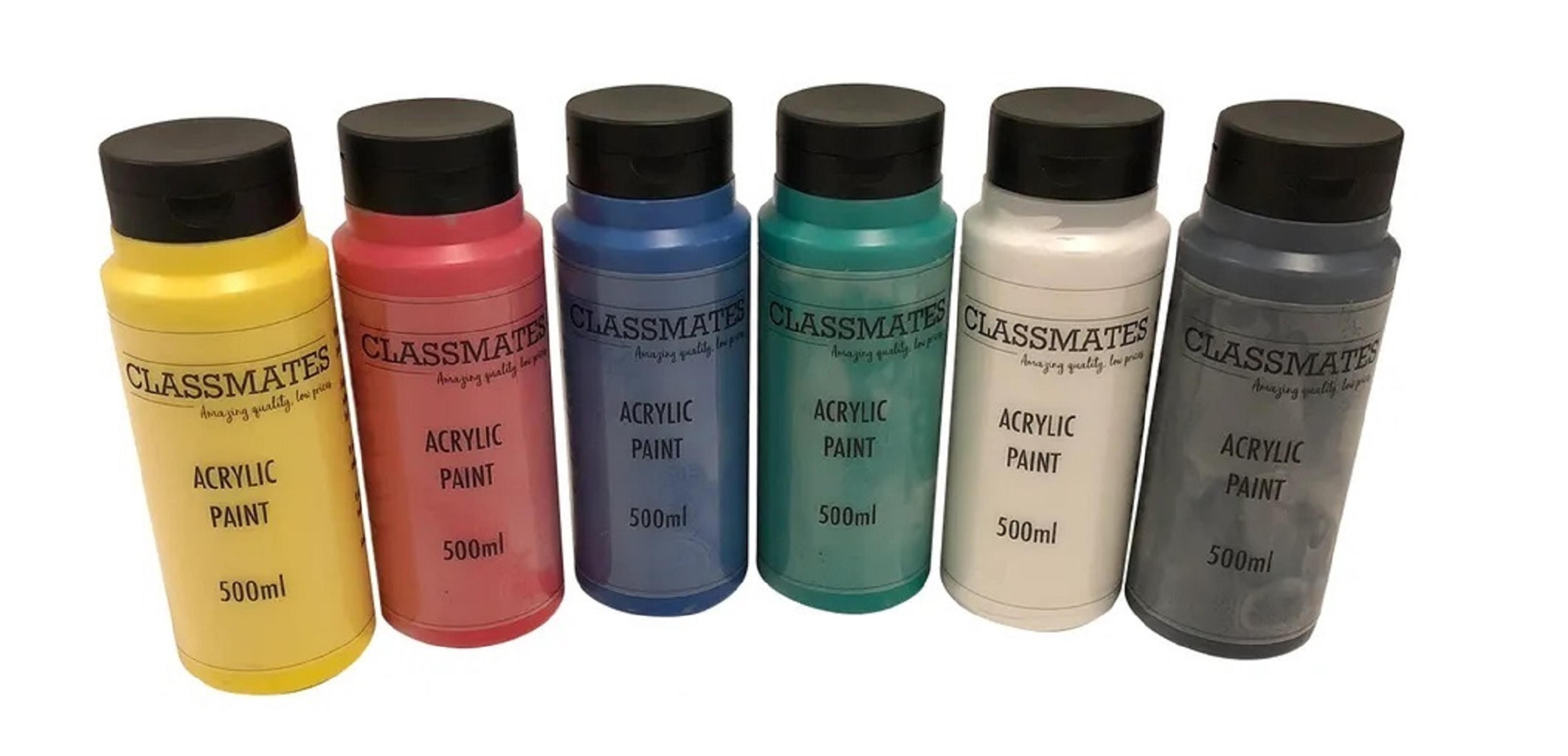 Classmates Acrylic Paint - Assorted - 500ml - Pack of 6 