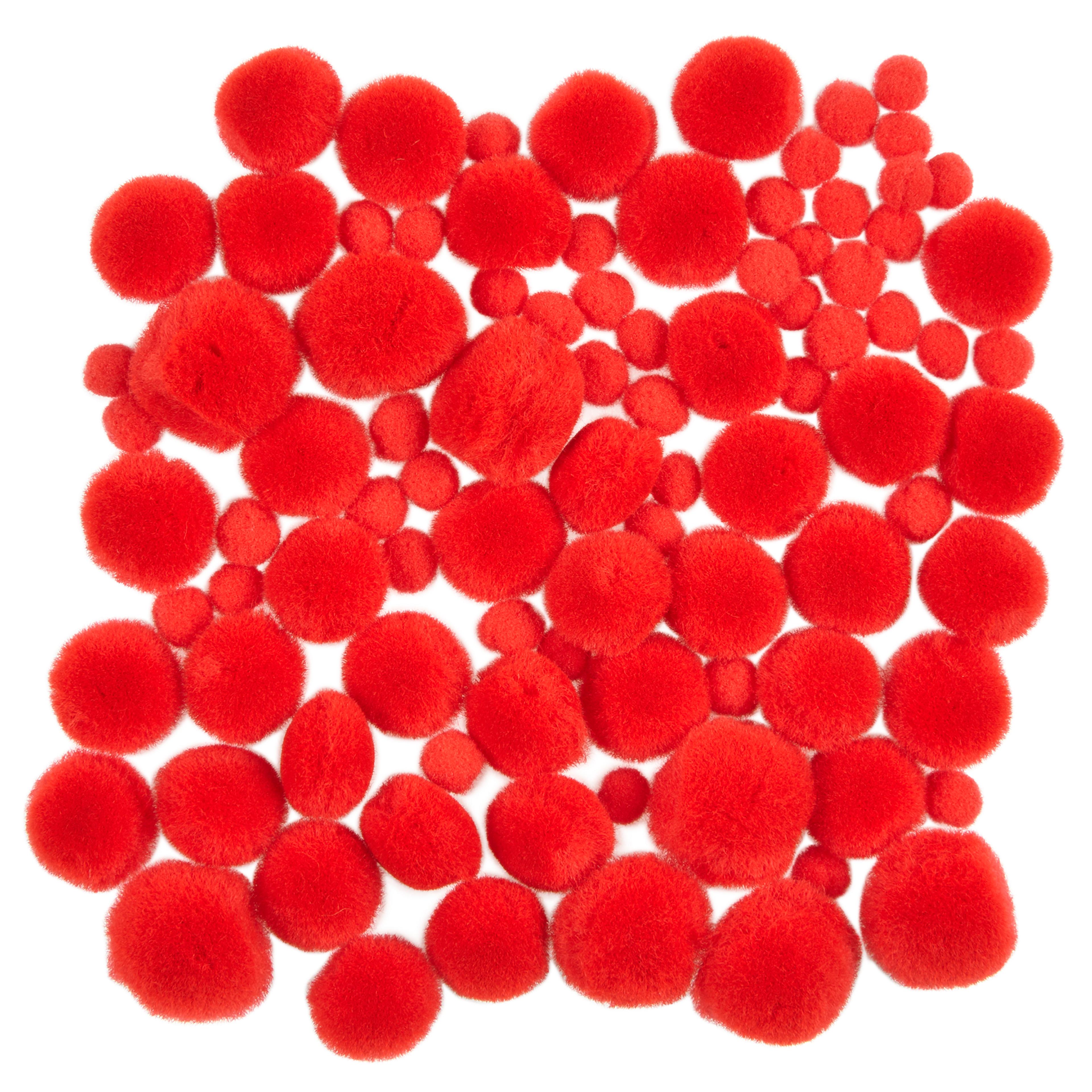 Classmates Mini Pom Poms - Red - Pack of 100
