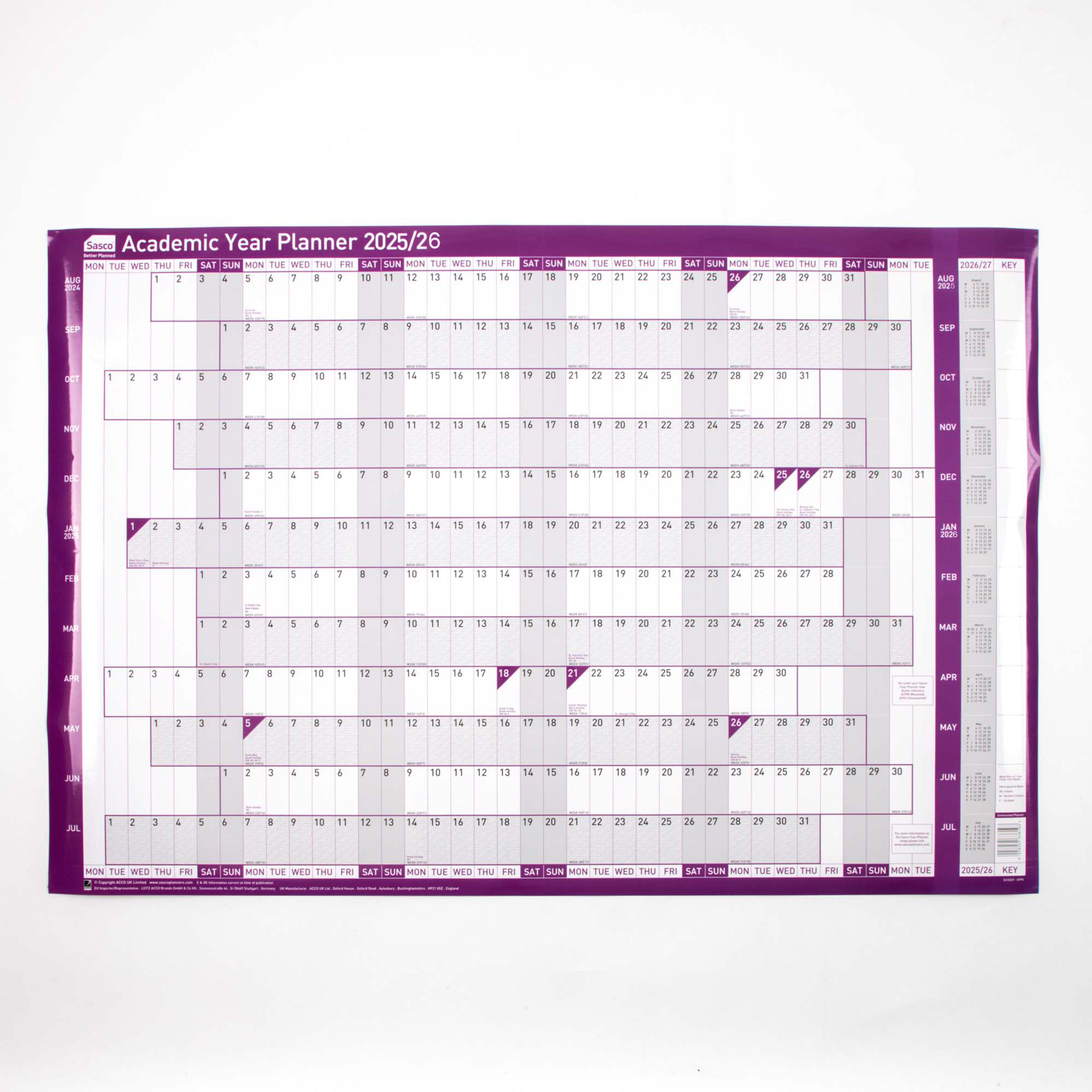 Academic & Year View Wall Planner (2025/2026) - Pack of 1