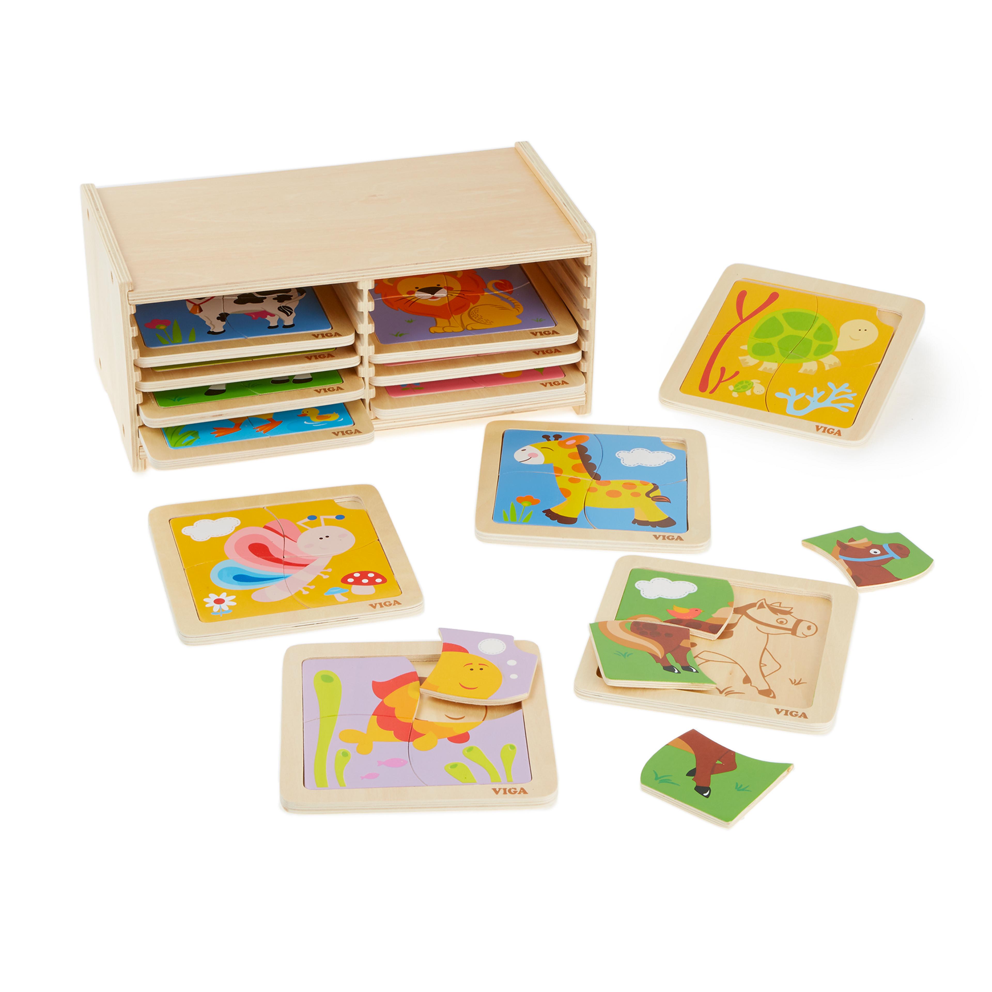 VIGA Jigsaw Set with Storage - Pack of 12 x 4 Piece