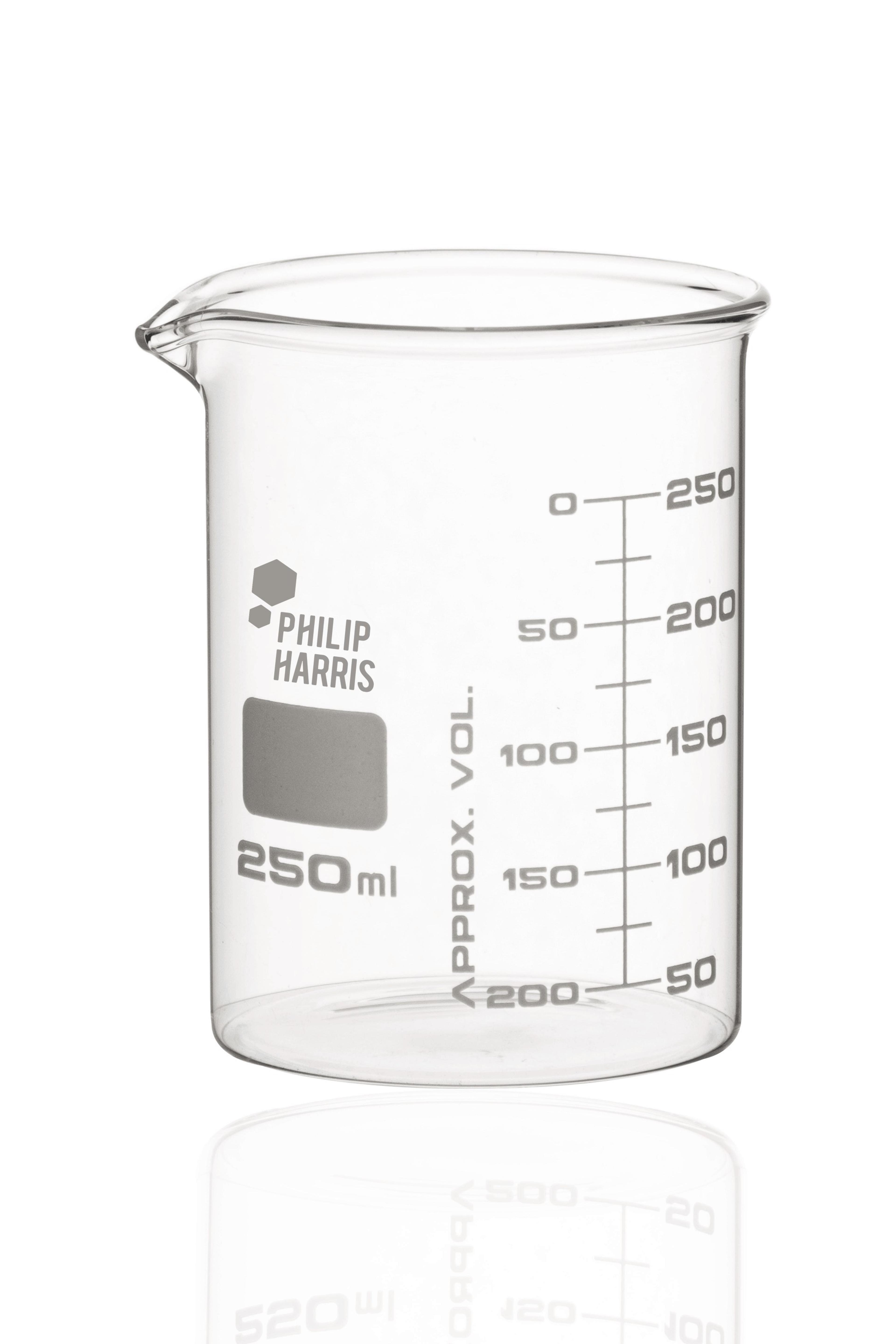 Philip Harris Glass Beaker - Squat Form - 250ml - Pack of 12