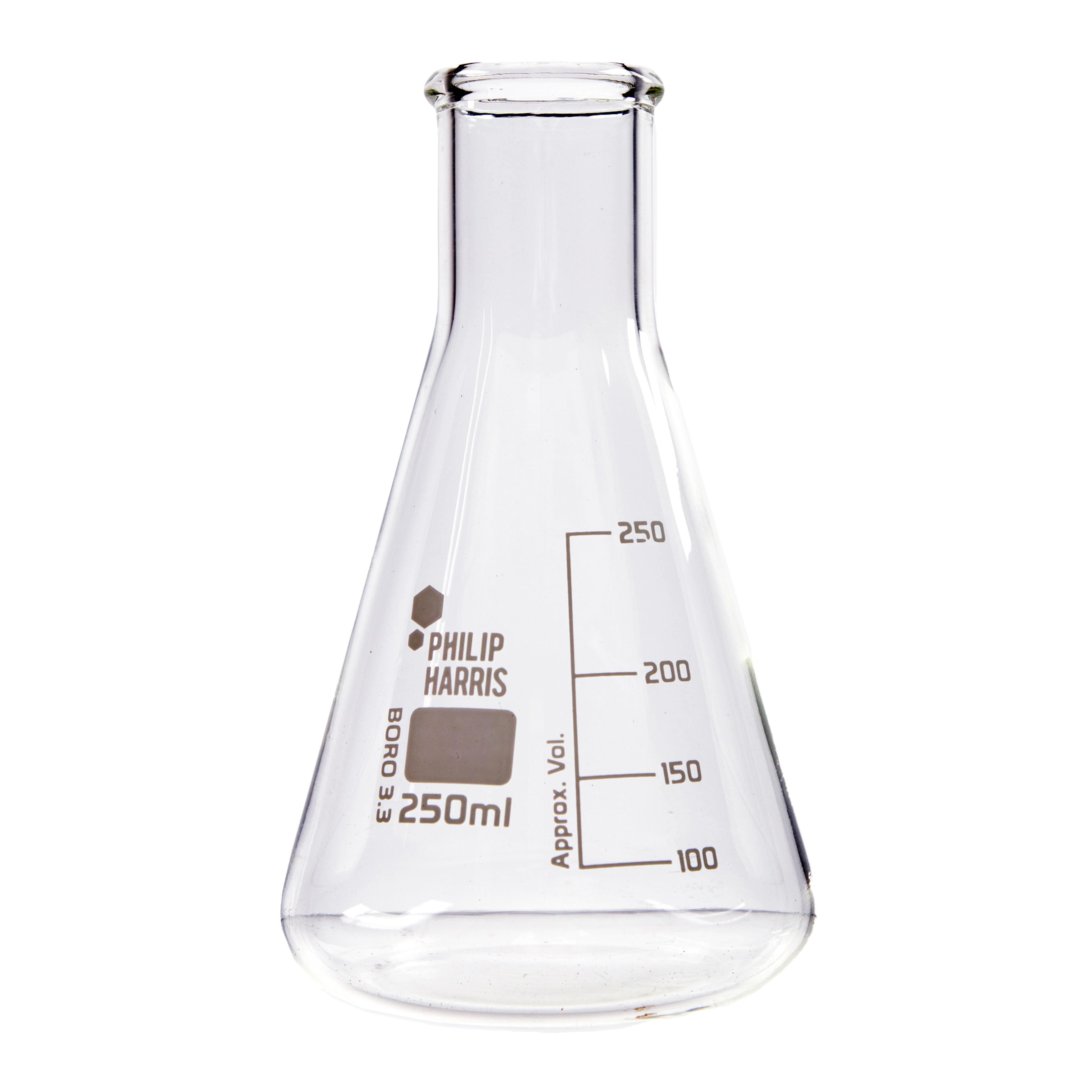 Philip Harris Narrow Mouth Conical Flask - 250ml - Pack of 12