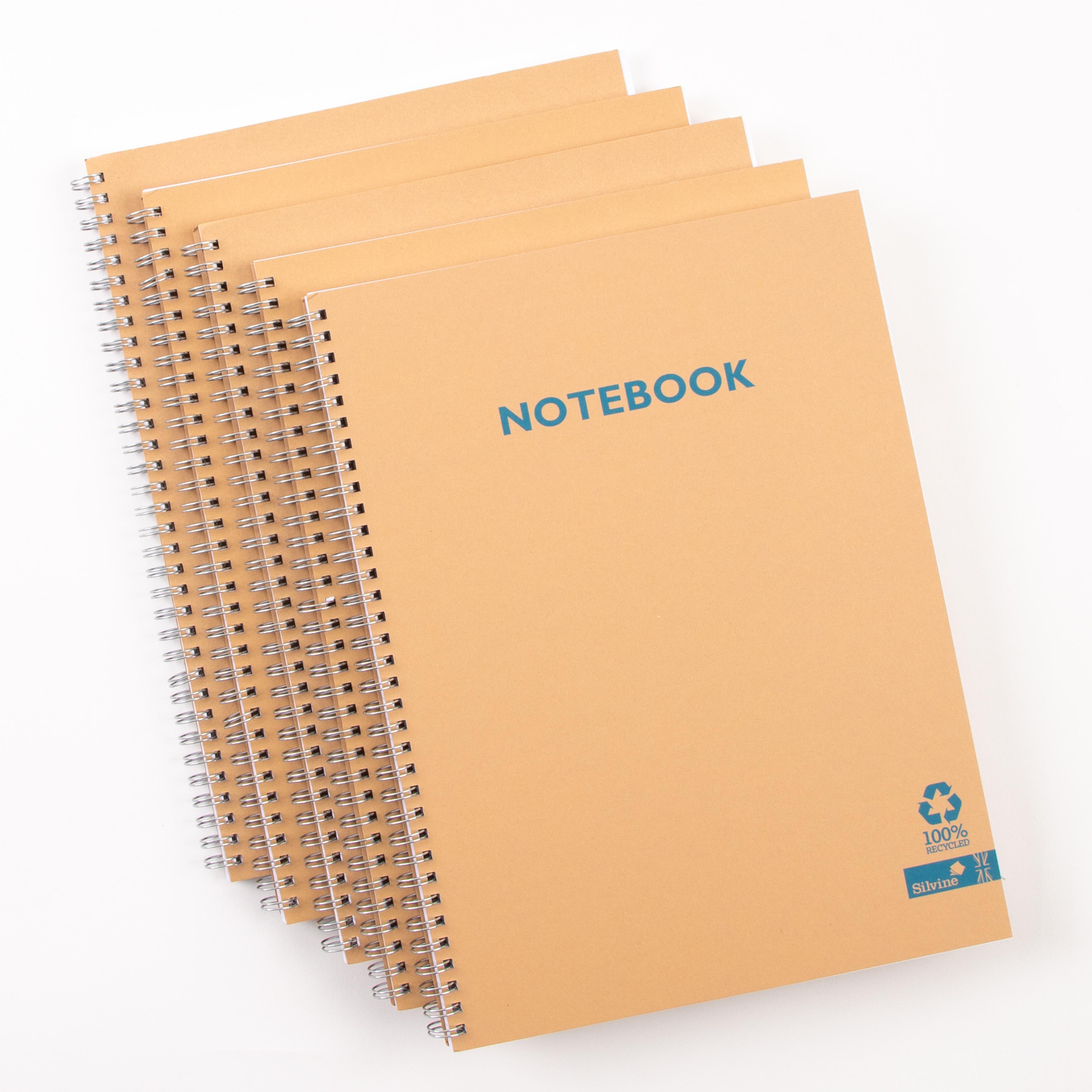 Silvine Recycled Kraft Notebooks - A4 - Pack of 6