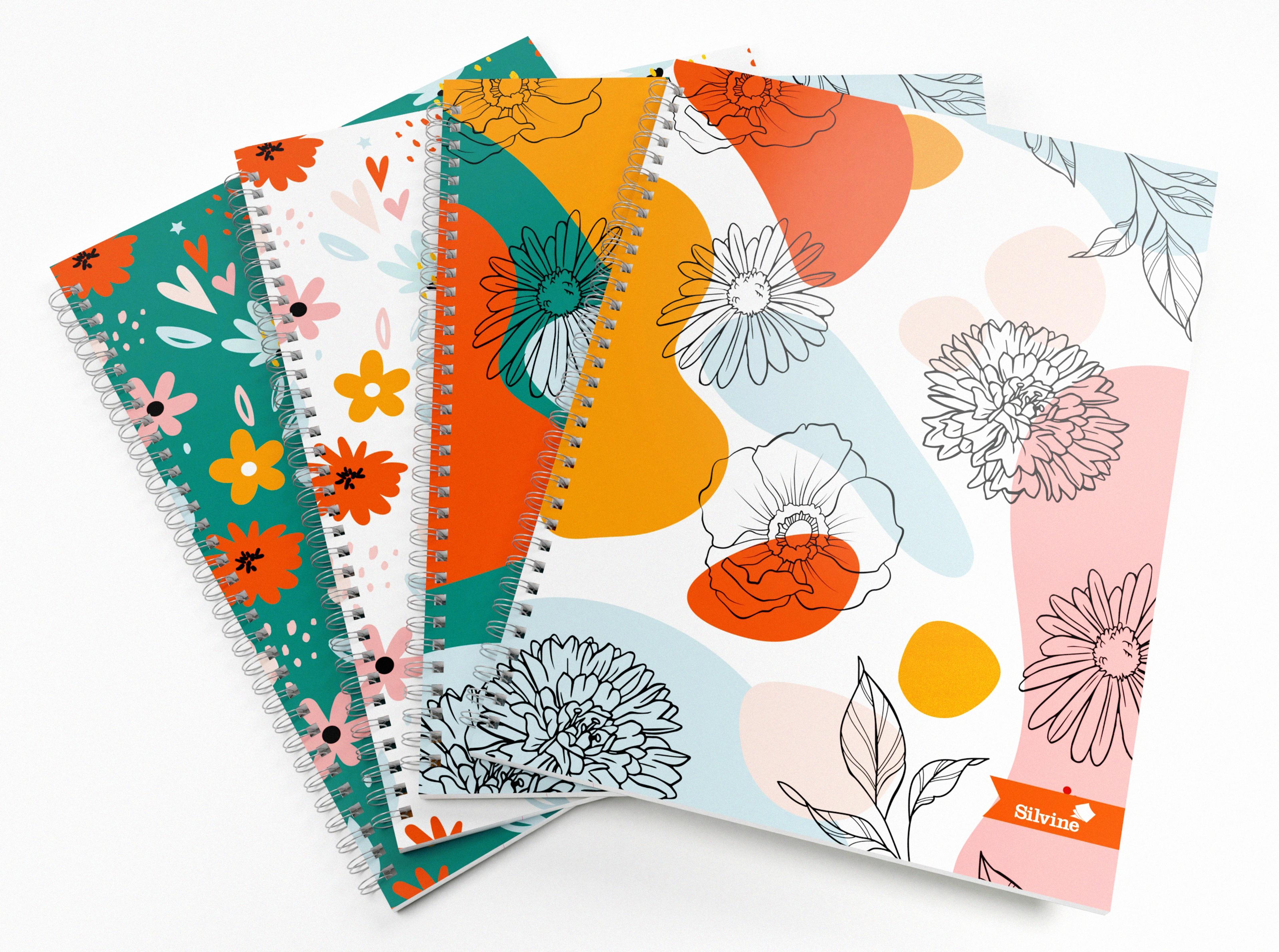 Silvine Marlene West Floral Notebooks - A4 - Pack of 4 
