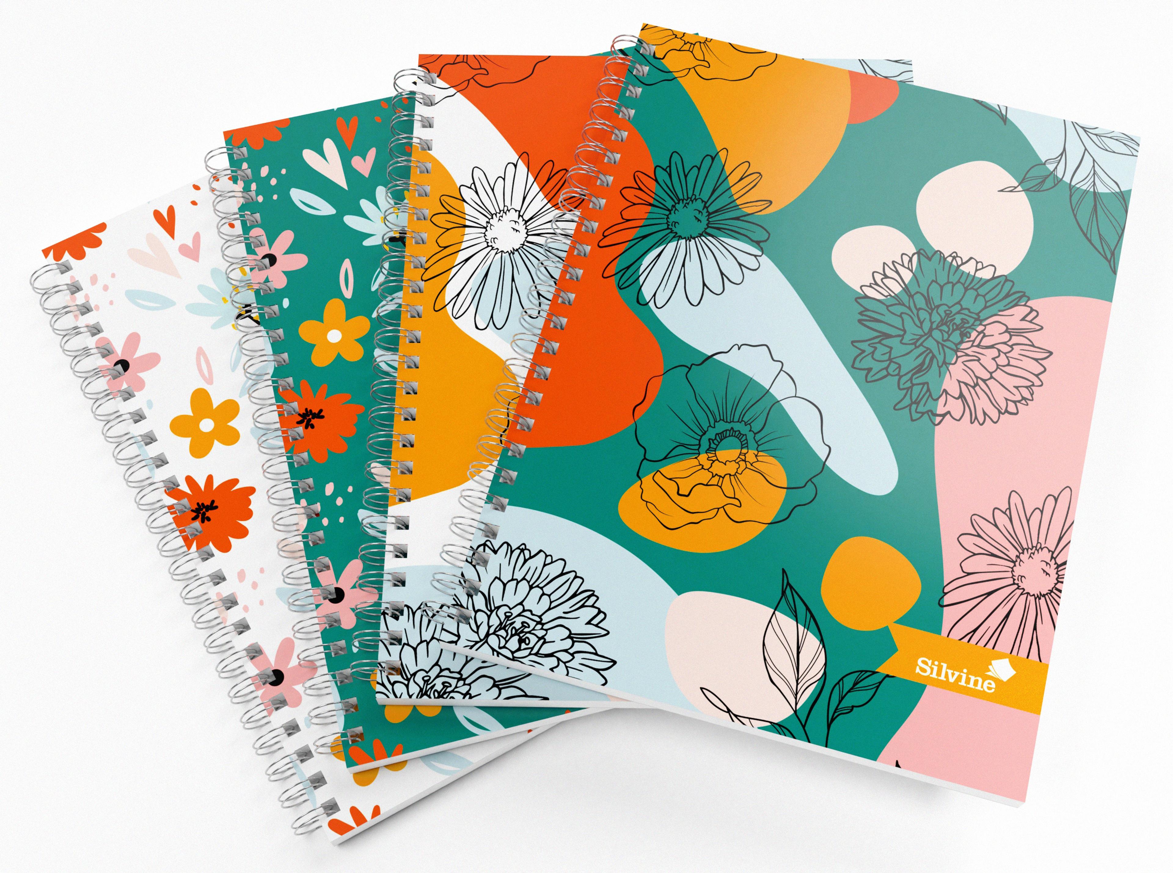 Silvine Marlene West Floral Notebooks - A5 - Pack of 4