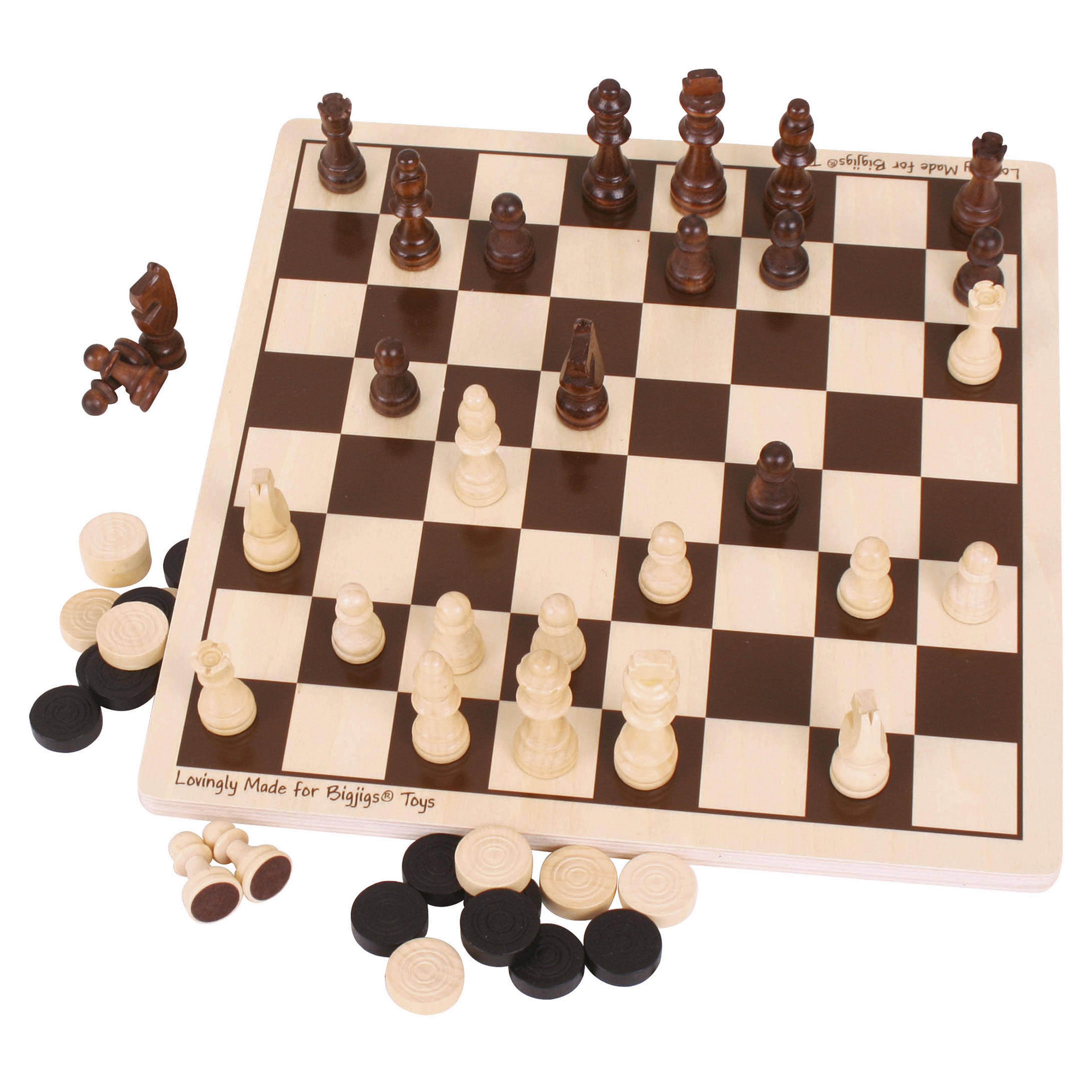 BIGJIGS Toys Draughts and Chess Set