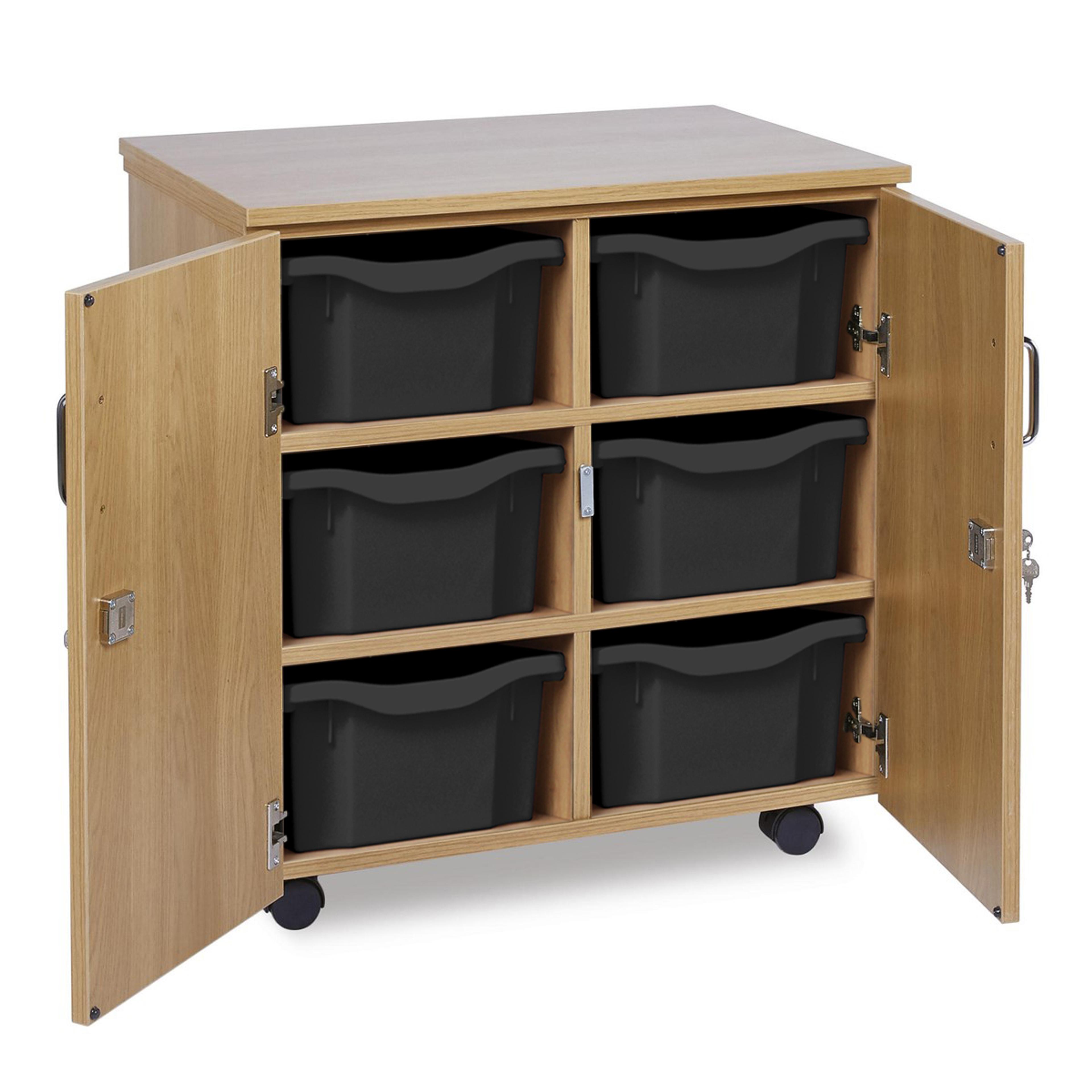 Classmates Lockable Tray Storage Unit with 6 Deep Trays - Charcoal 