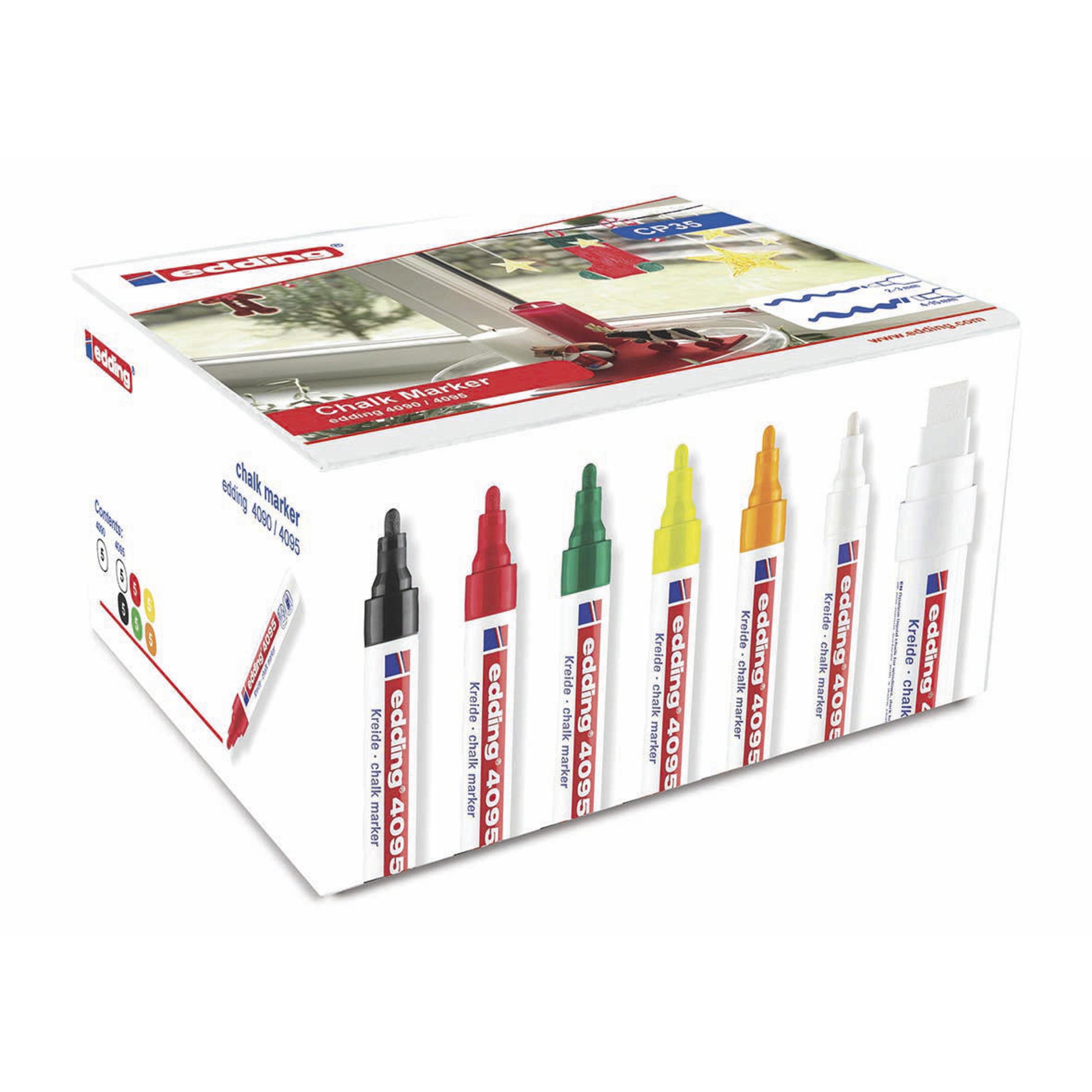 edding 4095 Chalk Markers - Assorted - Classpack - Box of 35