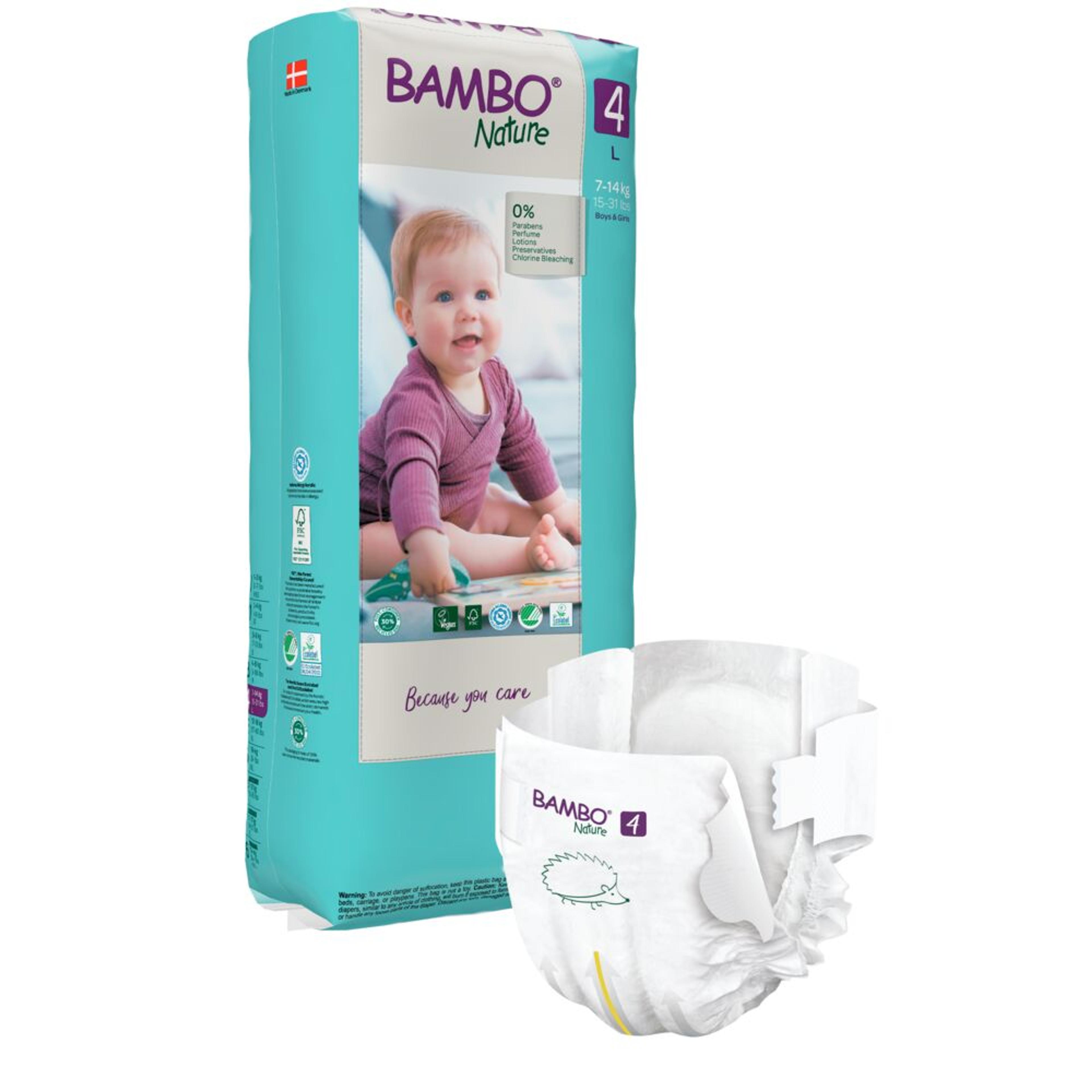Bambo Nature Nappies Maxi TB - Size 4 - Pack of 144