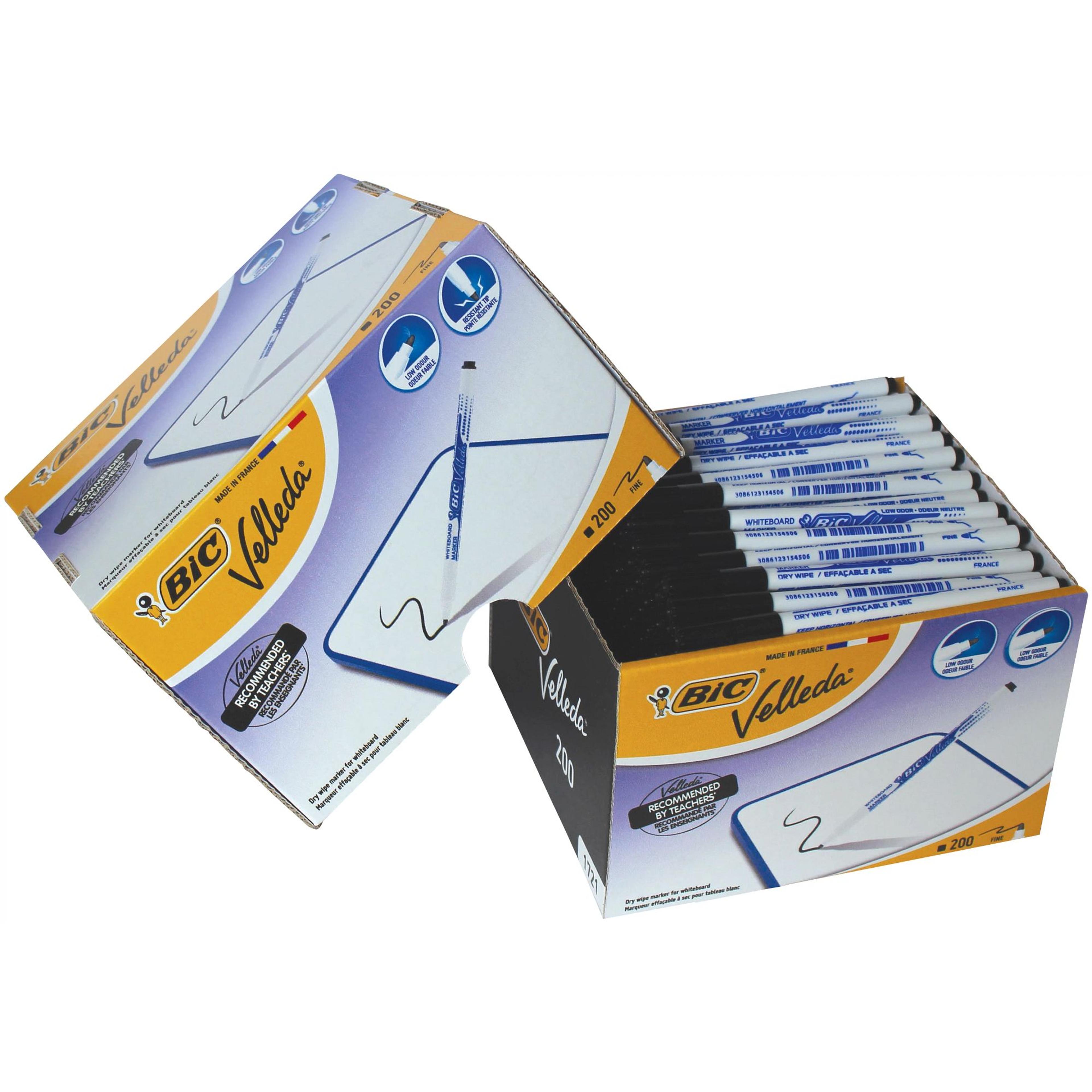 BIC Velleda 1721 Whiteboard Marker Pen - Fine Bullet Tip - Black - Pack of 200