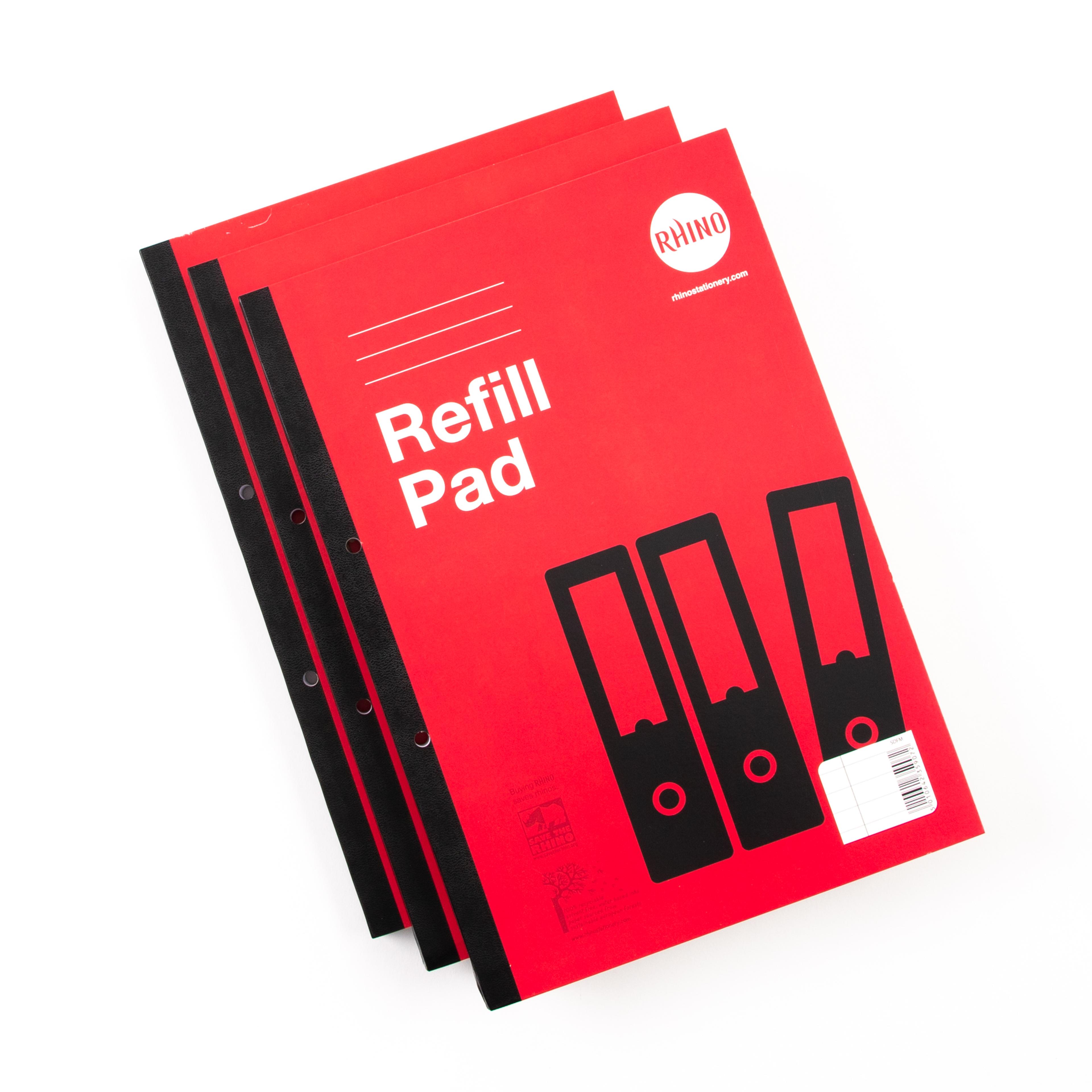 Refill Pads A4 160P 8mm Line with Margin - Red - Pack of 3