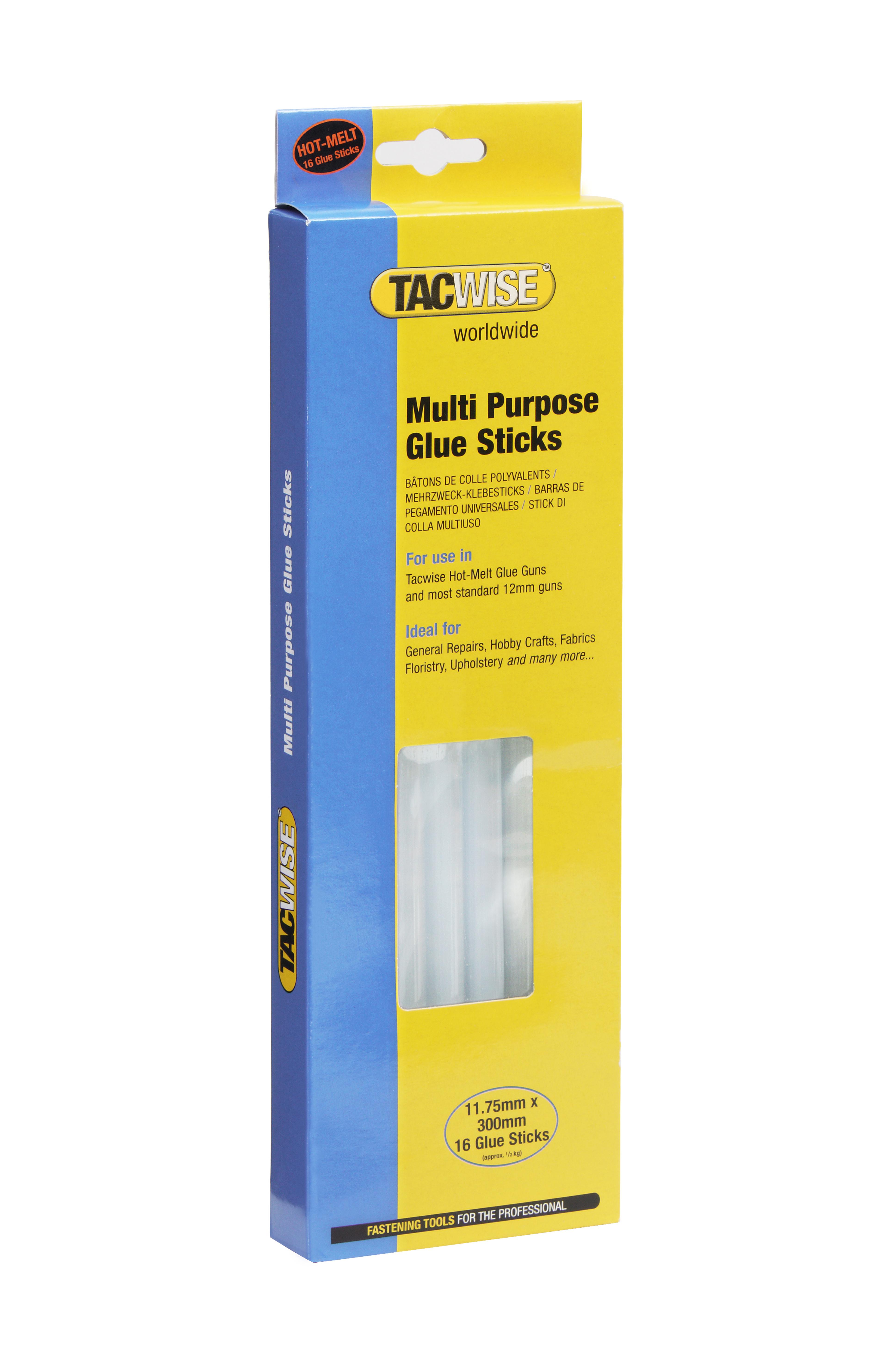TACWISE Hot-Melt Sticks - Clear - Pack of 16
